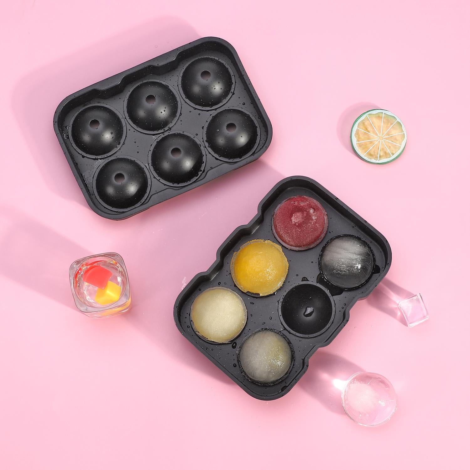 Vinsani 2 Pack Silicone Ice Cube Tray Set with Removable Lids and Funnel