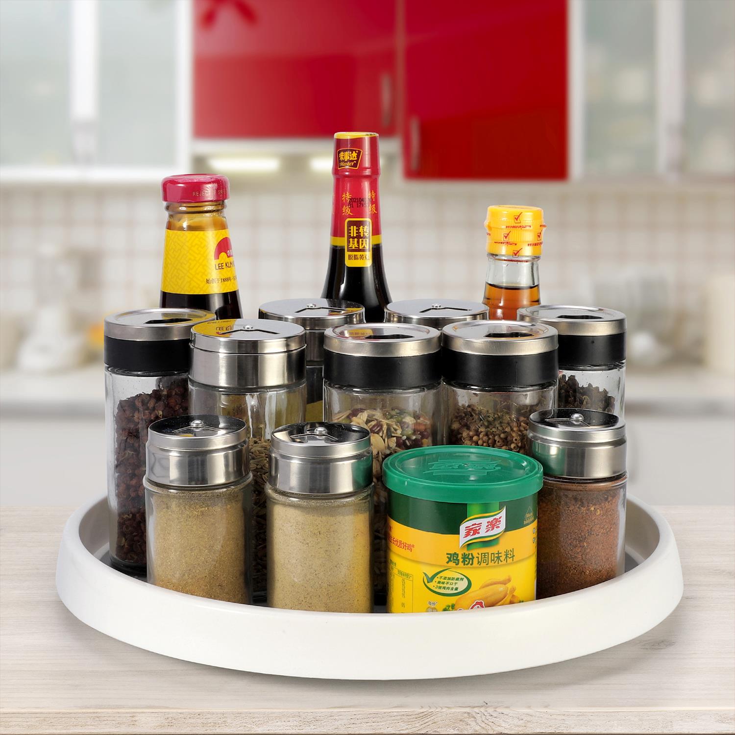 Vinsani Round 360° Turntable Organizer, Non-Slip Multipurpose Spice Rack, Large