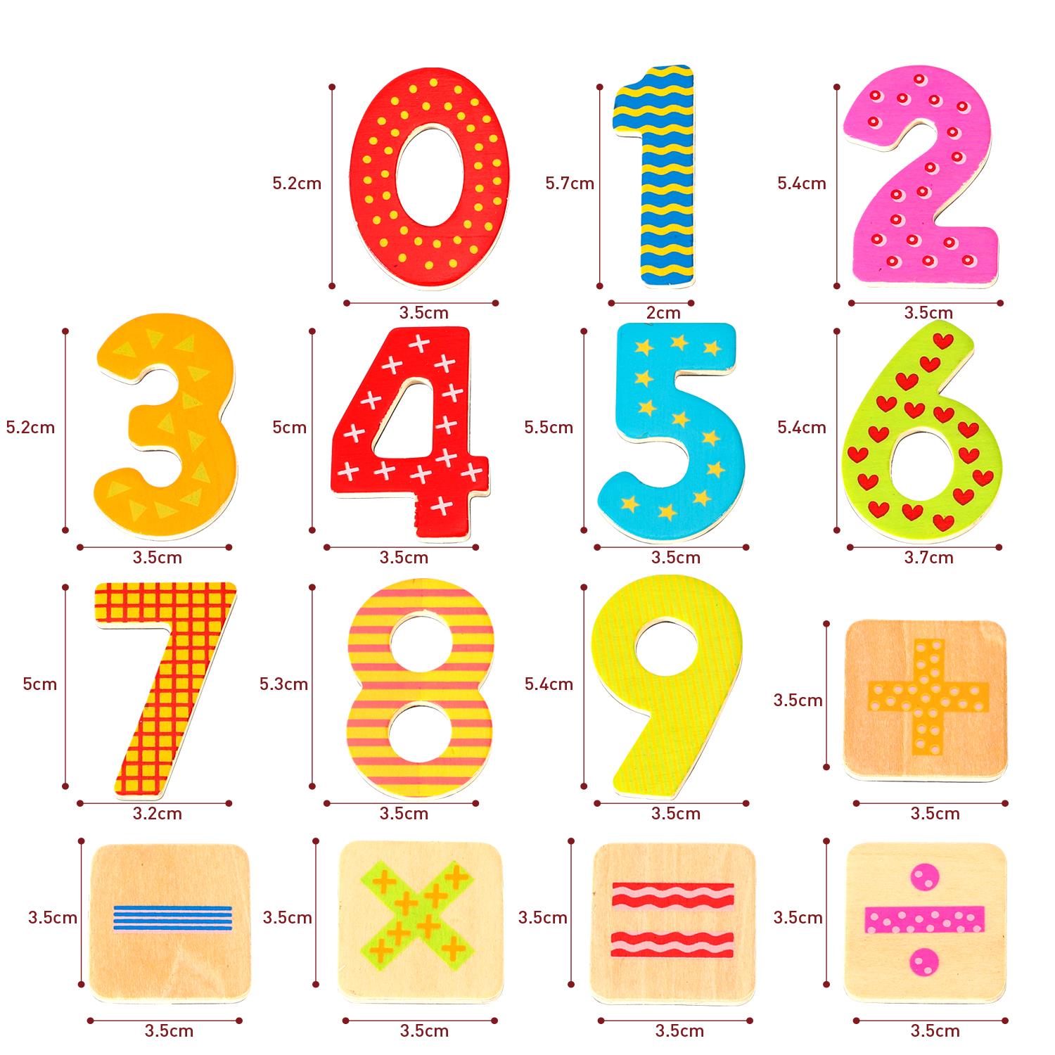 SOKA Play Imagine Learn Wooden Magnetic Numbers and Equations Set, 60 Pieces, Hand-Painted Educational Magnetic Toy for Fridges and Whiteboards