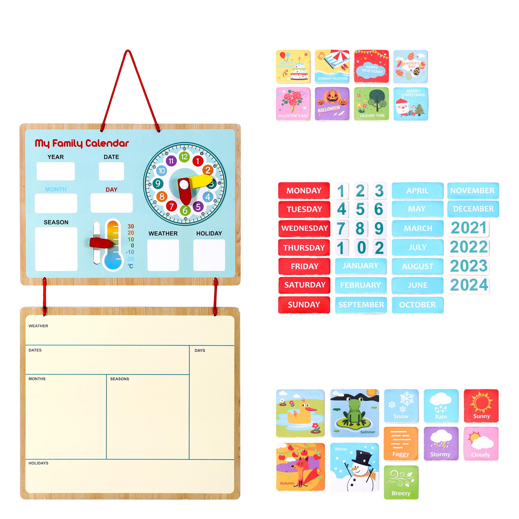 SOKA Wooden Family Learning Calendar Wall Toy for Kids