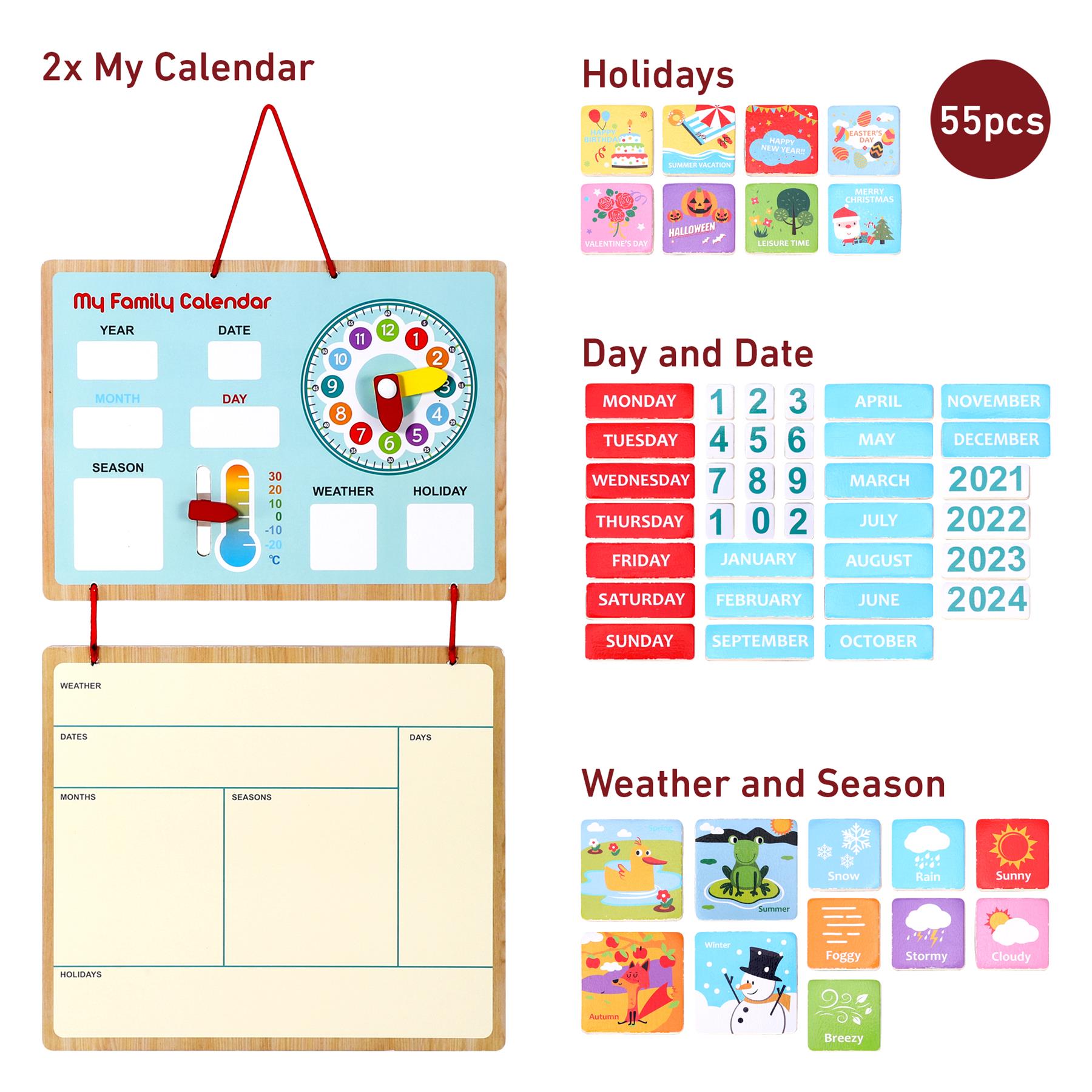 SOKA Wooden Family Learning Calendar Wall Toy for Kids