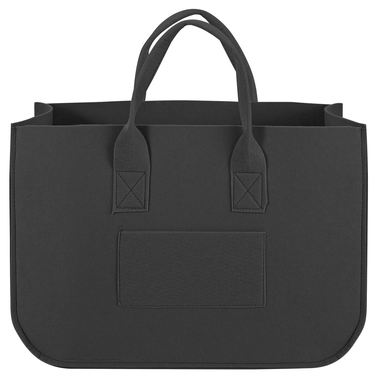 Vinsani 2 Pack Black Felt Storage Basket Organisers with Handles, Foldable Storage Baskets