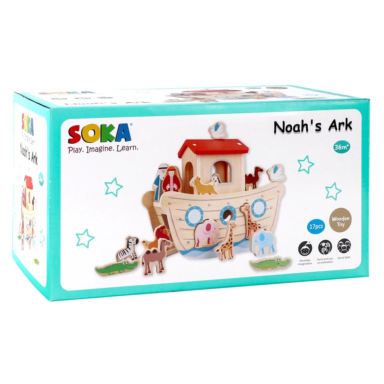 SOKA Wooden Noah’s Ark Playset with 13 Animals