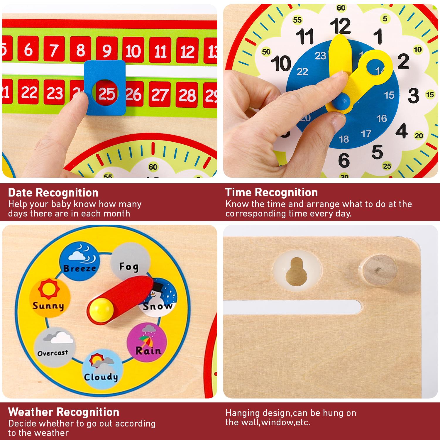 SOKA Wooden Educational Kids Wall Calendar