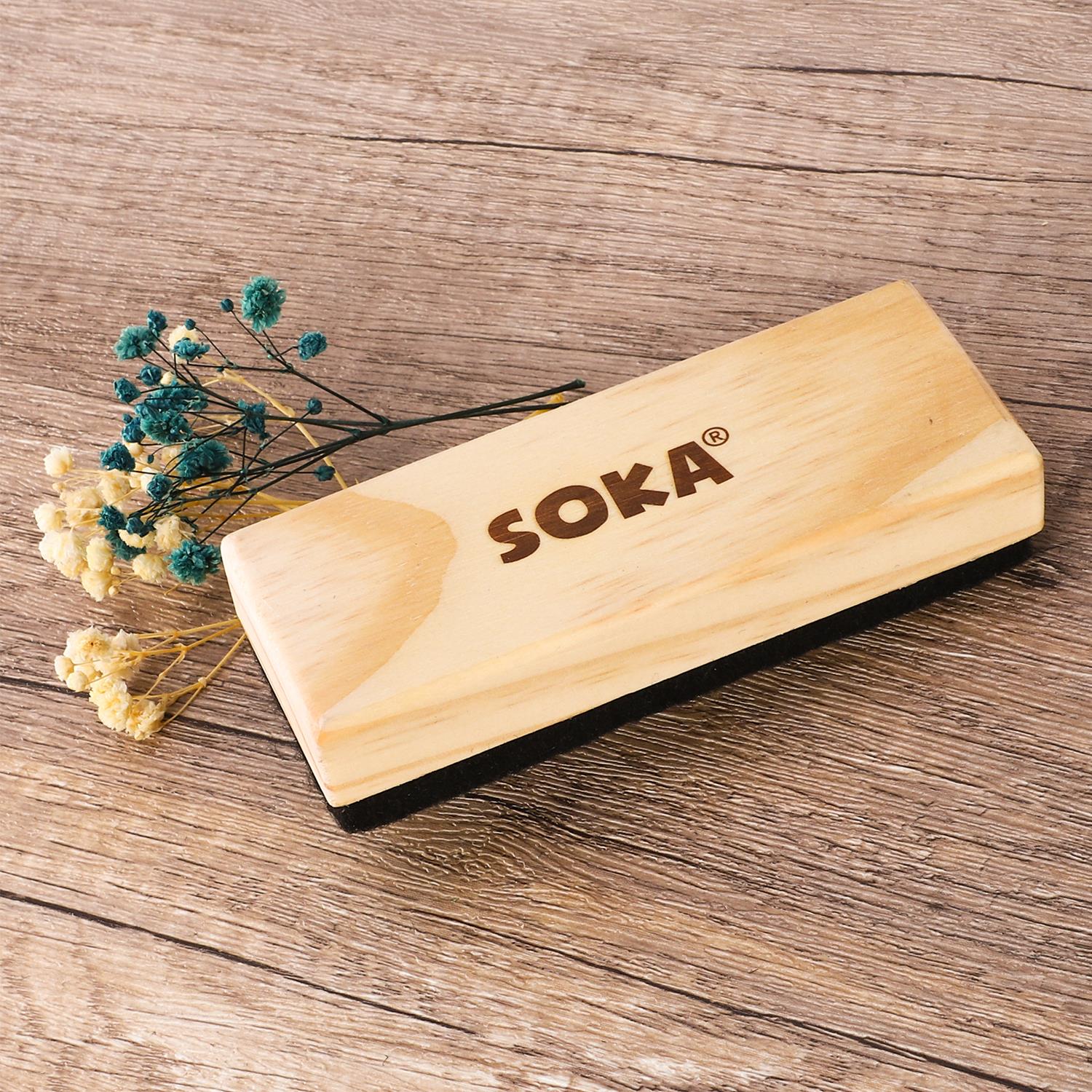 SOKA Wooden Handle Wool Felt Blackboard Eraser for Chalkboards and Dry Erase Boards