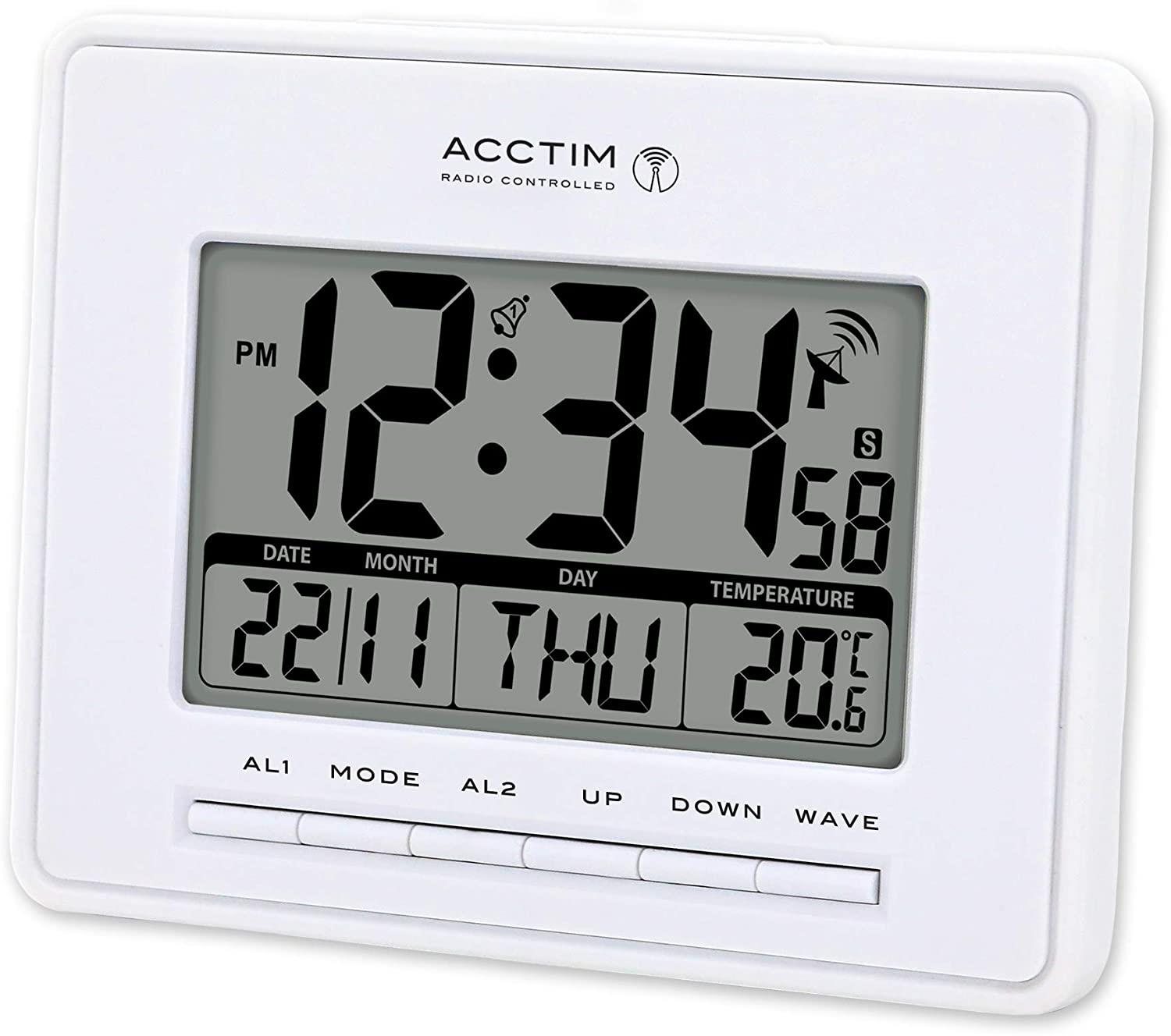 Acctim Infinity Radio Controlled LCD Desk/Wall Alarm Clock White