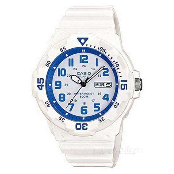 Casio Men's Quartz Blue Dial White Rubber Strap Watch MRW-200HC-7B2VDF