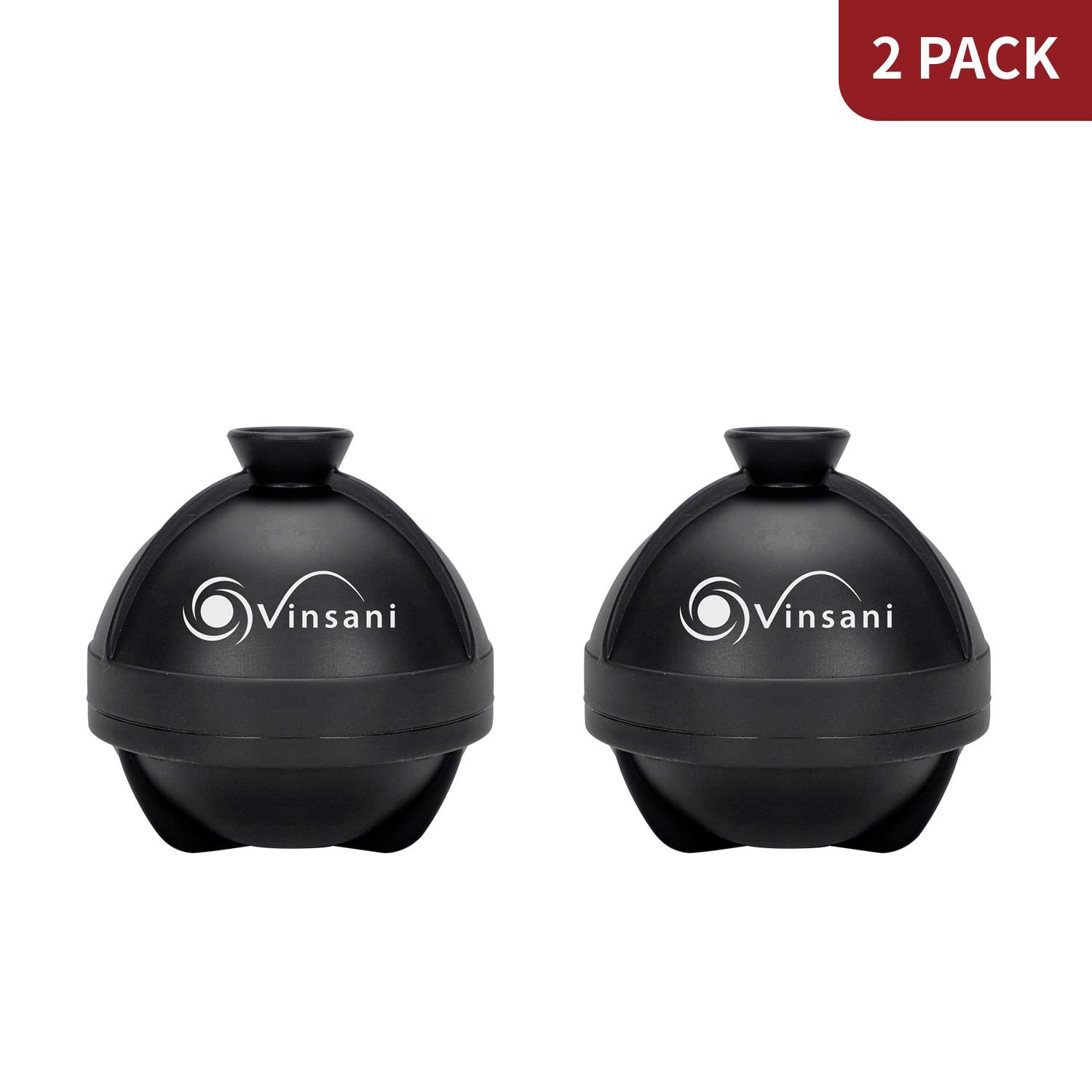 Vinsani 2 Pack Large Silicone Ice Ball Moulds with Lids
