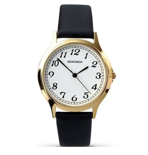 Sekonda Men's White Dial Gold Plated Leather Strap Watch 3134