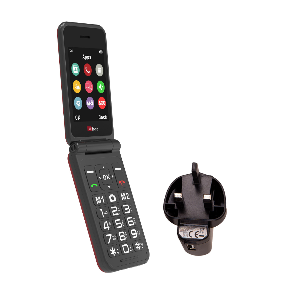TTfone TT760 4G Flip Mobile Phone for the Elderly, Big Buttons, USB-C, Emergency Button