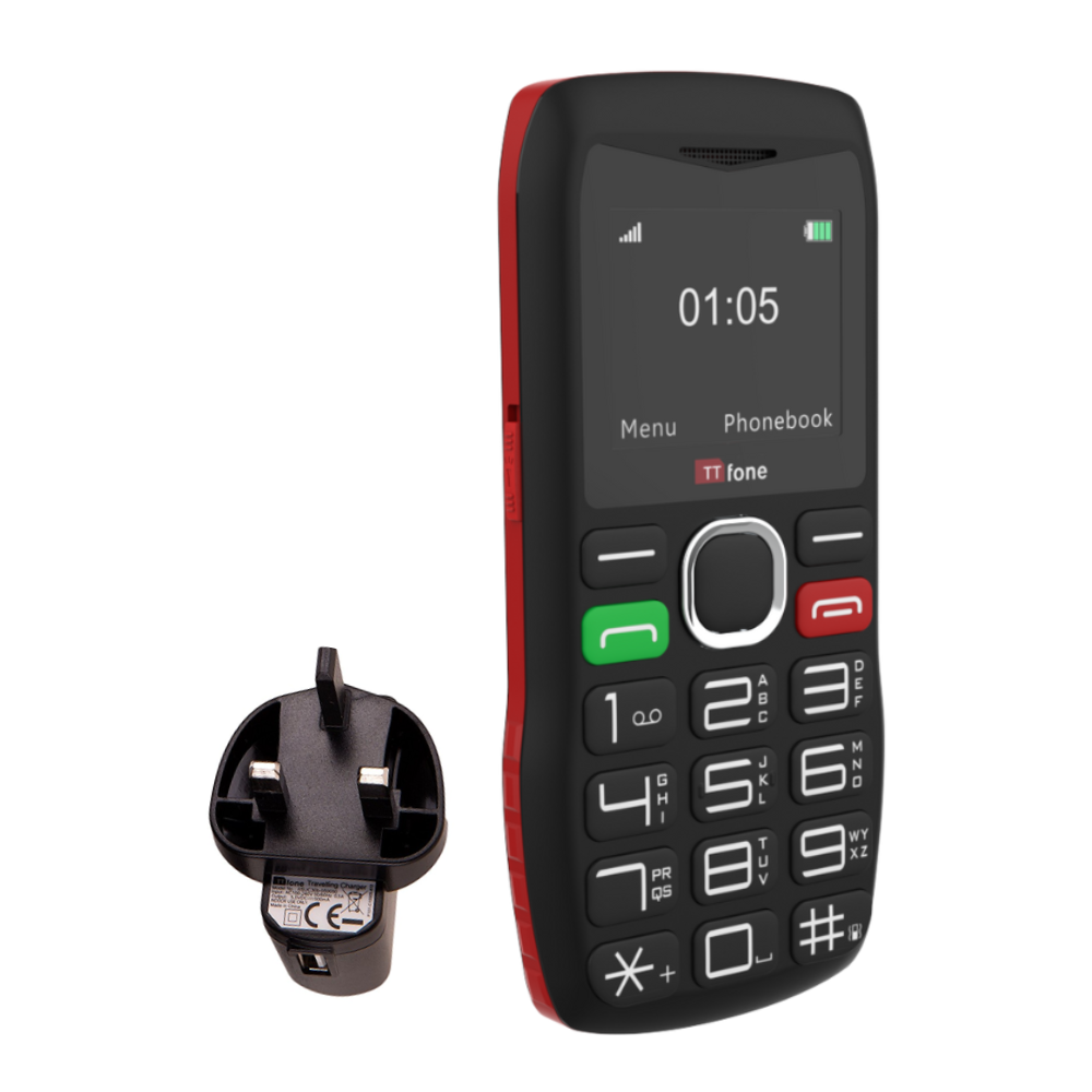 TTfone TT880 Easy-to-Use Mobile Phone for Seniors and Elderly - Large Button Phone with Emergency Assistance Button with Mains Charger and Vodafone Sim Card