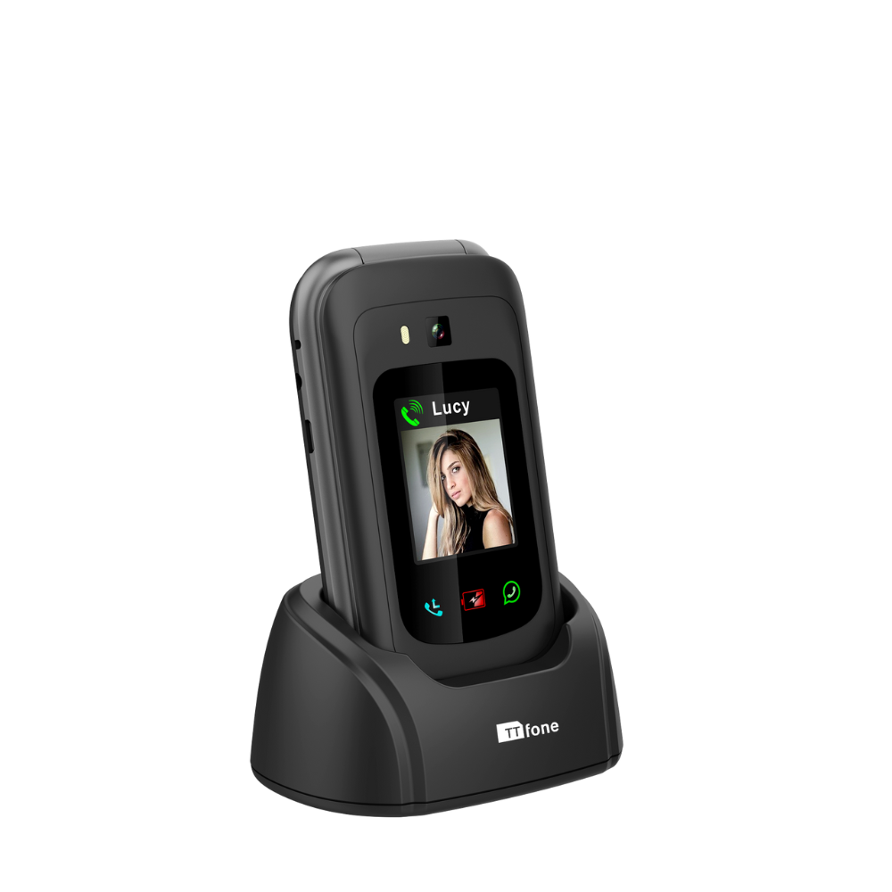 TTfone TT970 Whatsapp 4G Touchscreen Senior Big Button Flip Mobile Phone - With 8MP Camera and Hearing Aid Compatible - Easy and Simple to Use Vodafone Pay as you go