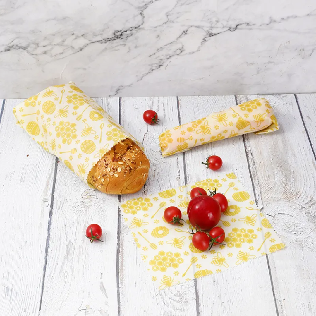 Eco Beeswax Food Wraps, Reusable Food Covers - Choice Of Designs - Pack Of 3