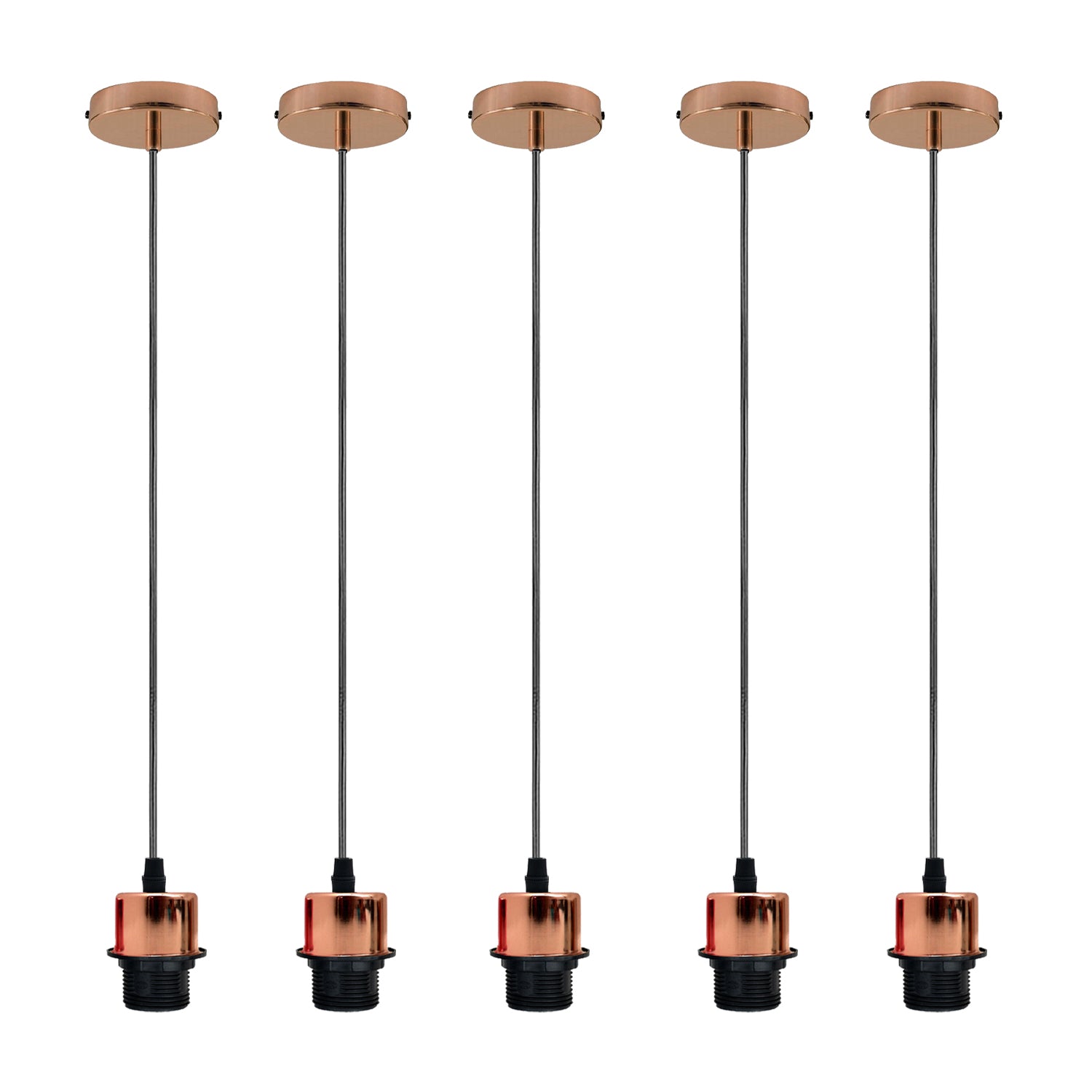 5 Pack Vintage E27 Pendant Light Holder Set, 95cm Adjustable Cable