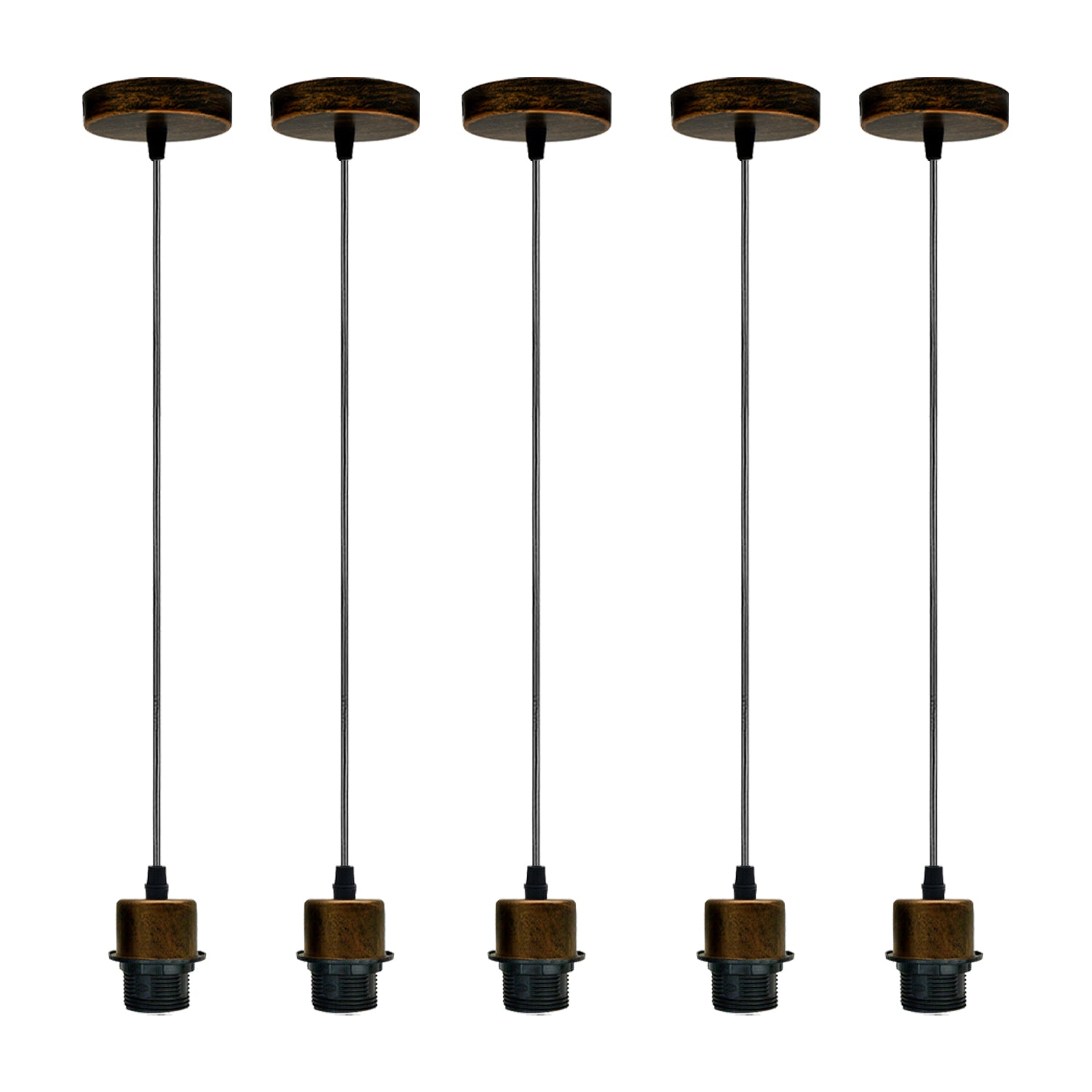 5 Pack Industrial Brushed Copper E27 Pendant Light Holders