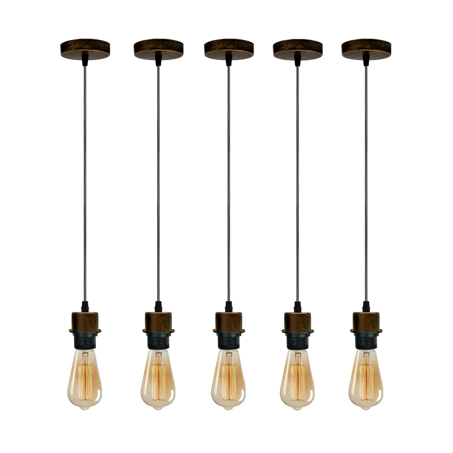 5 Pack Industrial Brushed Copper E27 Pendant Light Holders