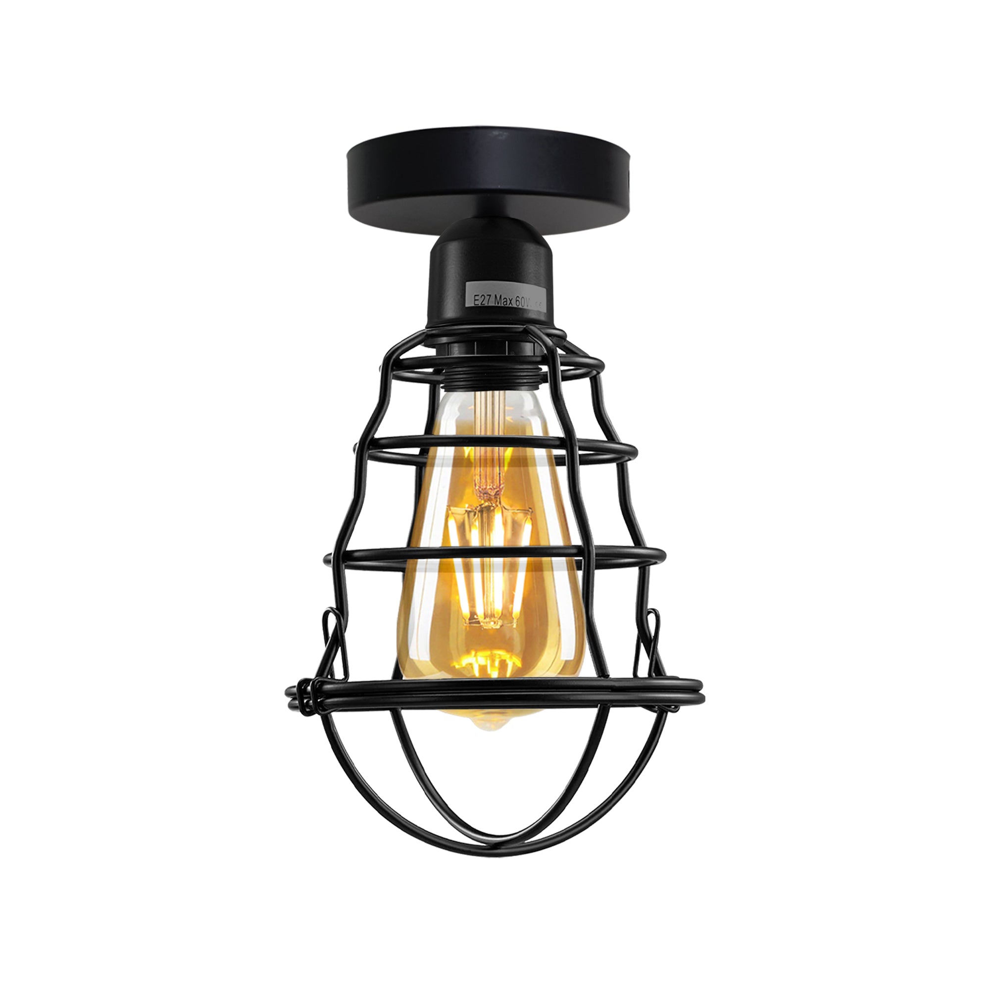 Vintage Industrial Geometric Wire Cage Ceiling Light Holder