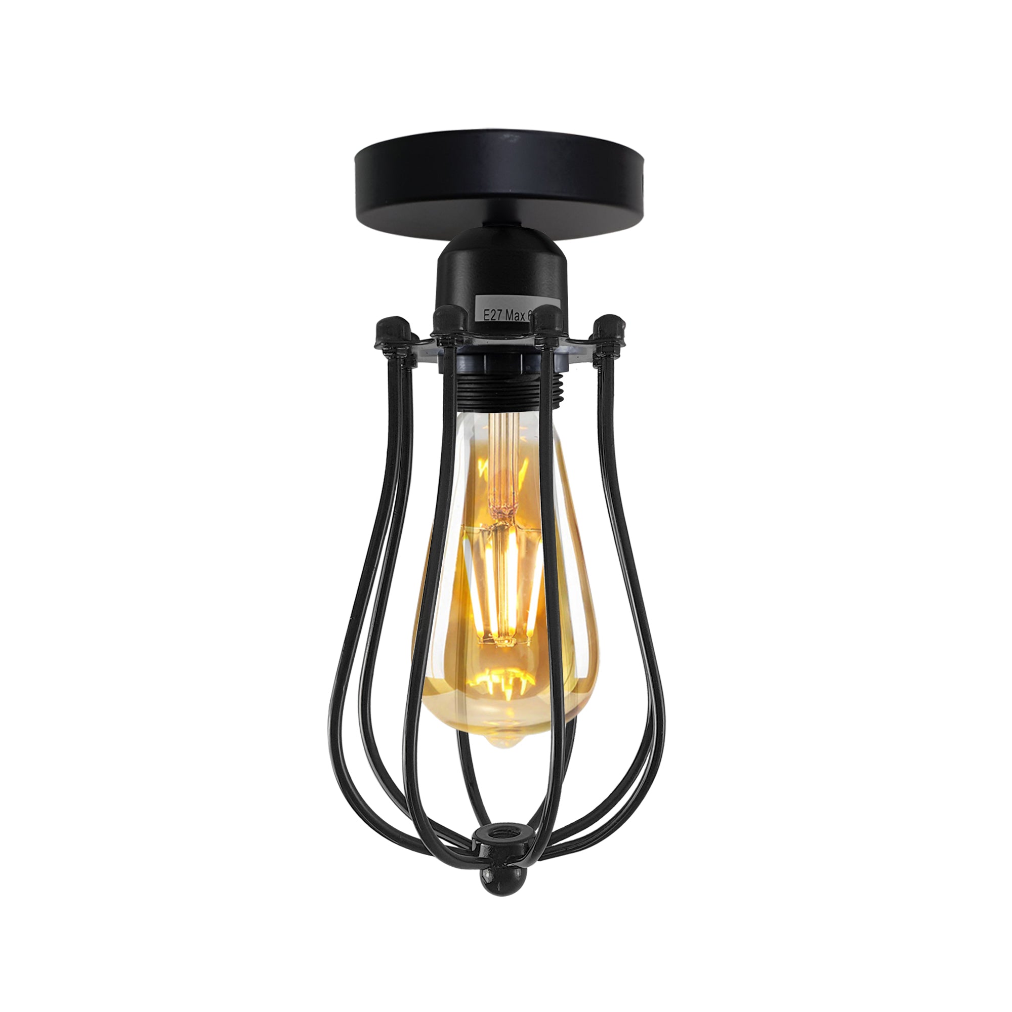 Vintage Industrial Geometric Wire Cage Ceiling Light Bulb Holder