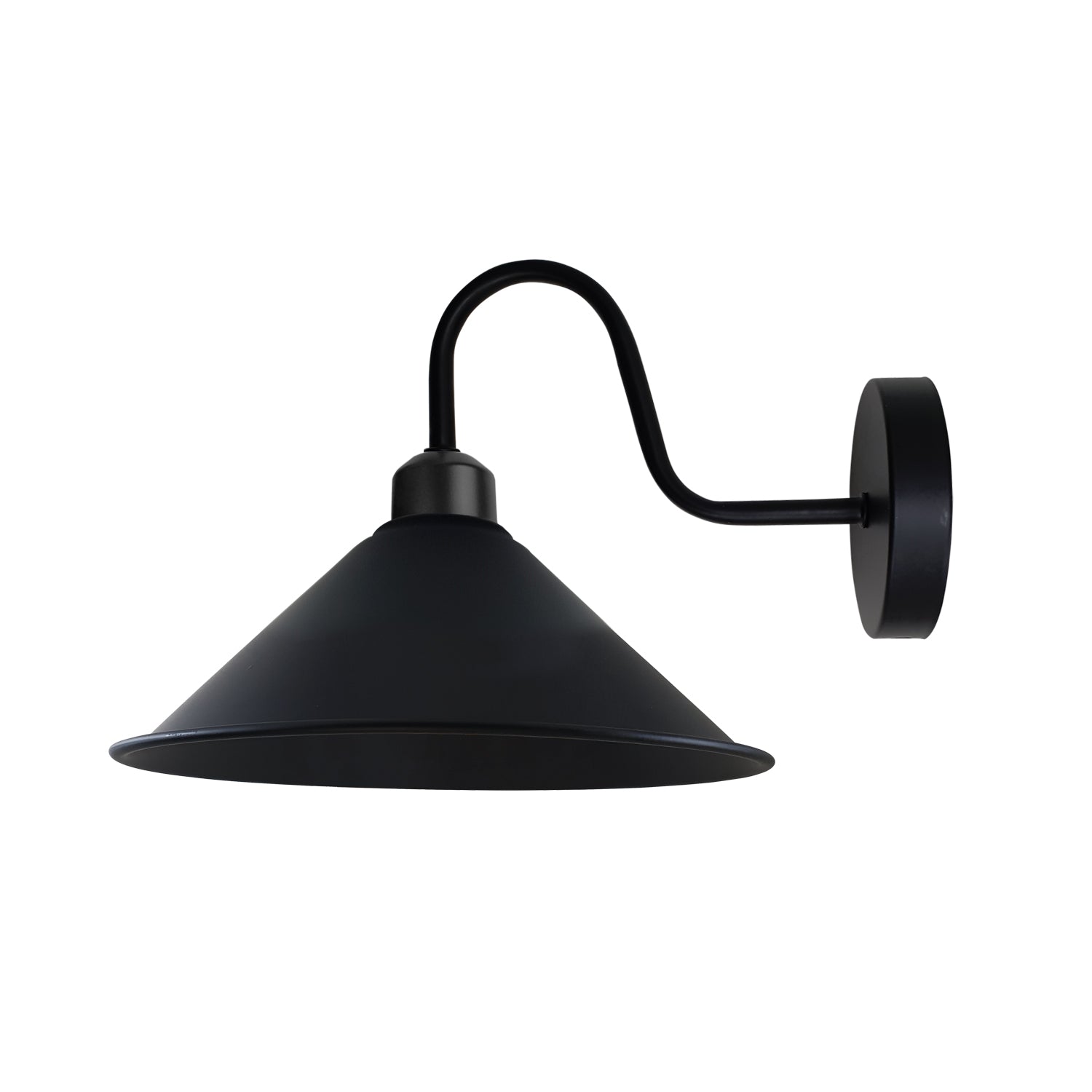 Black Vintage Wall Sconce, E27 Base, Swan Neck Cone Shade