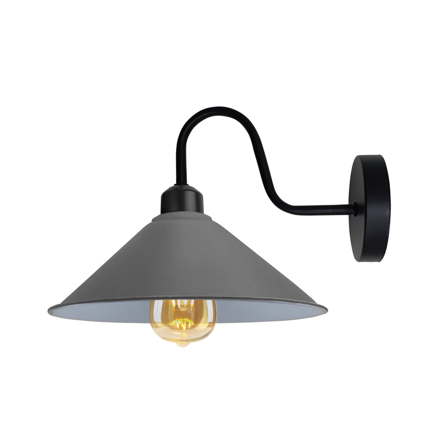 Vintage Black Metal E27 Swan Neck Wall Light Fixture