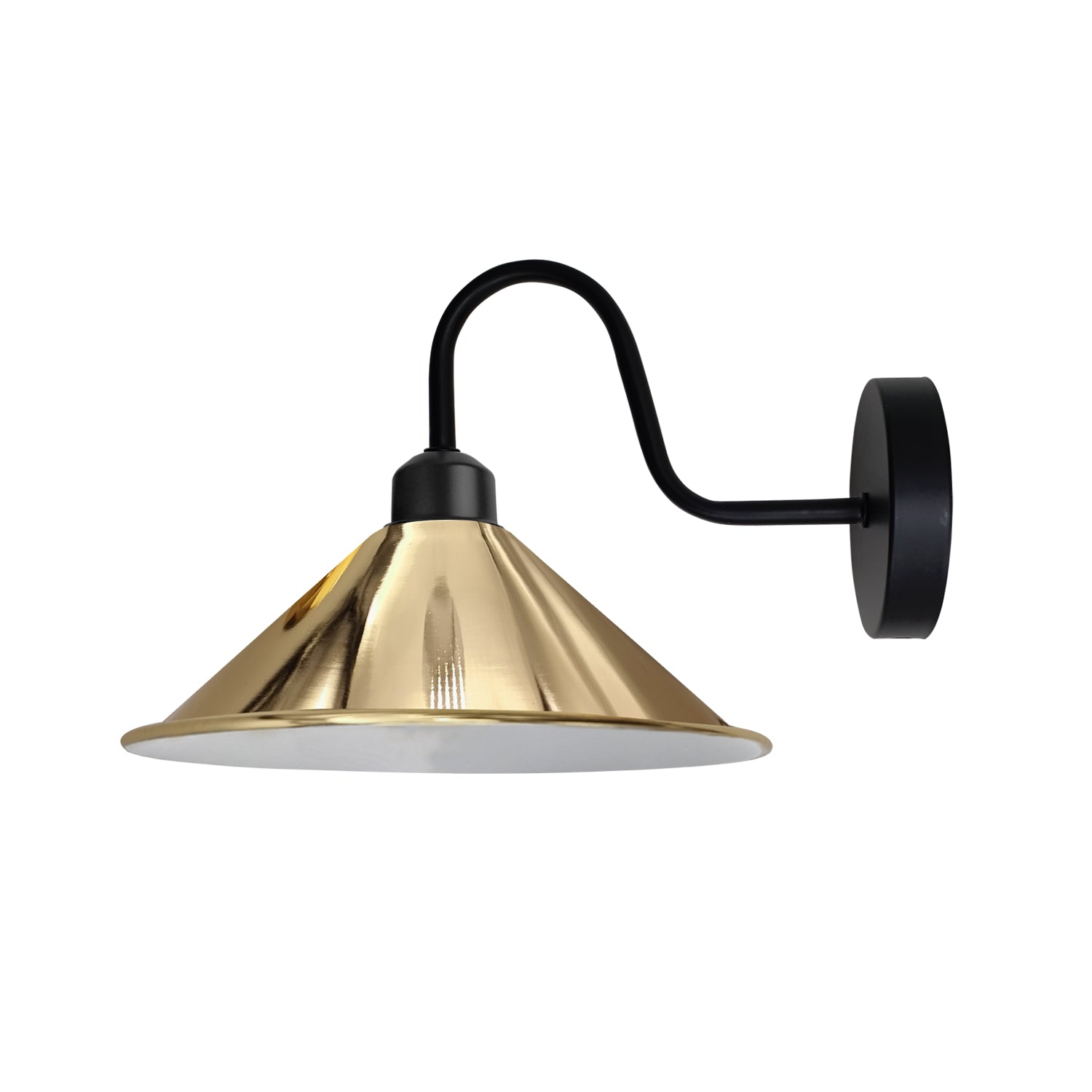 Vintage Black Wall Sconce, E27 Hardwired Cone Shade Wall Light