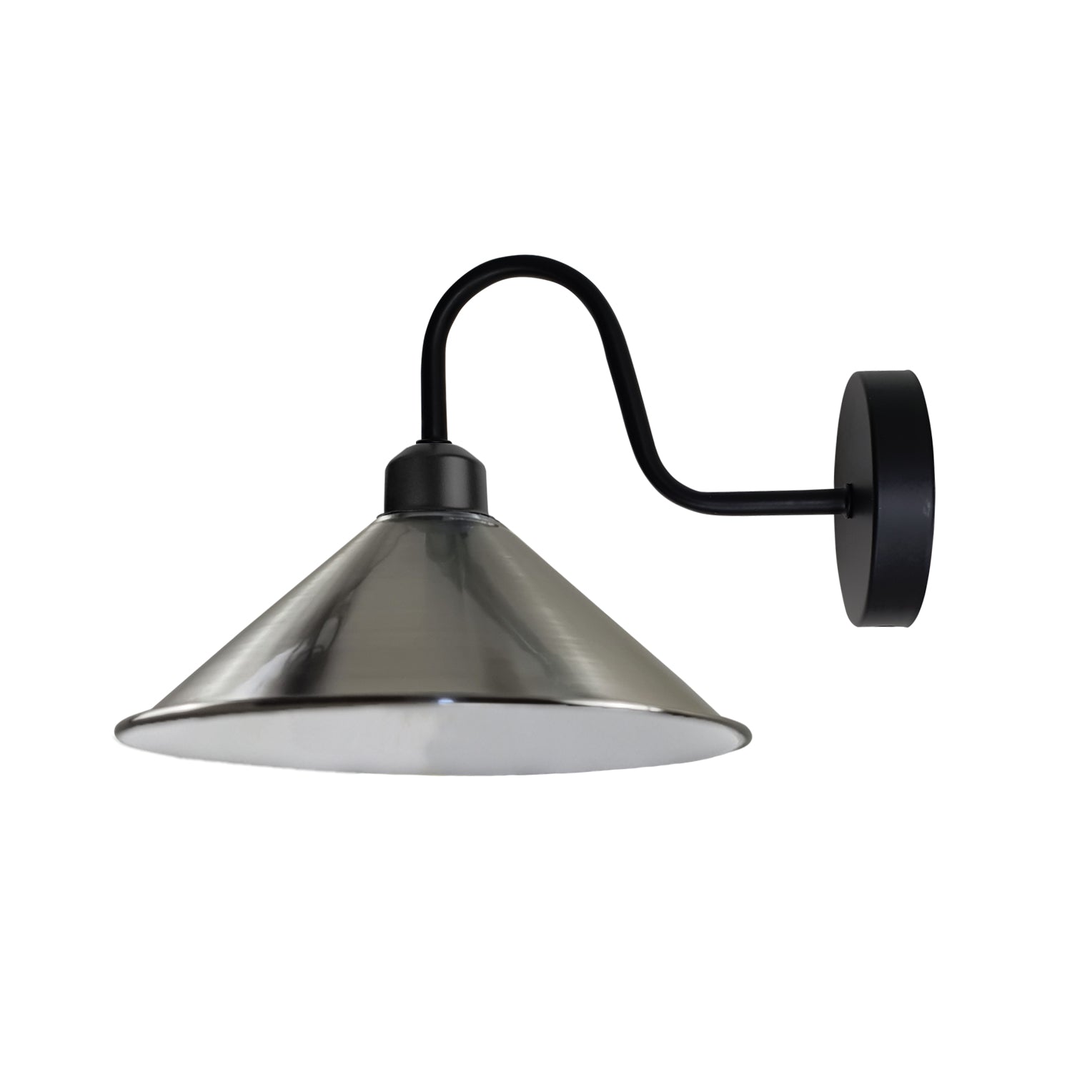 Vintage Wall Sconce, Satin Nickel Black Metal, E27, Dimmable