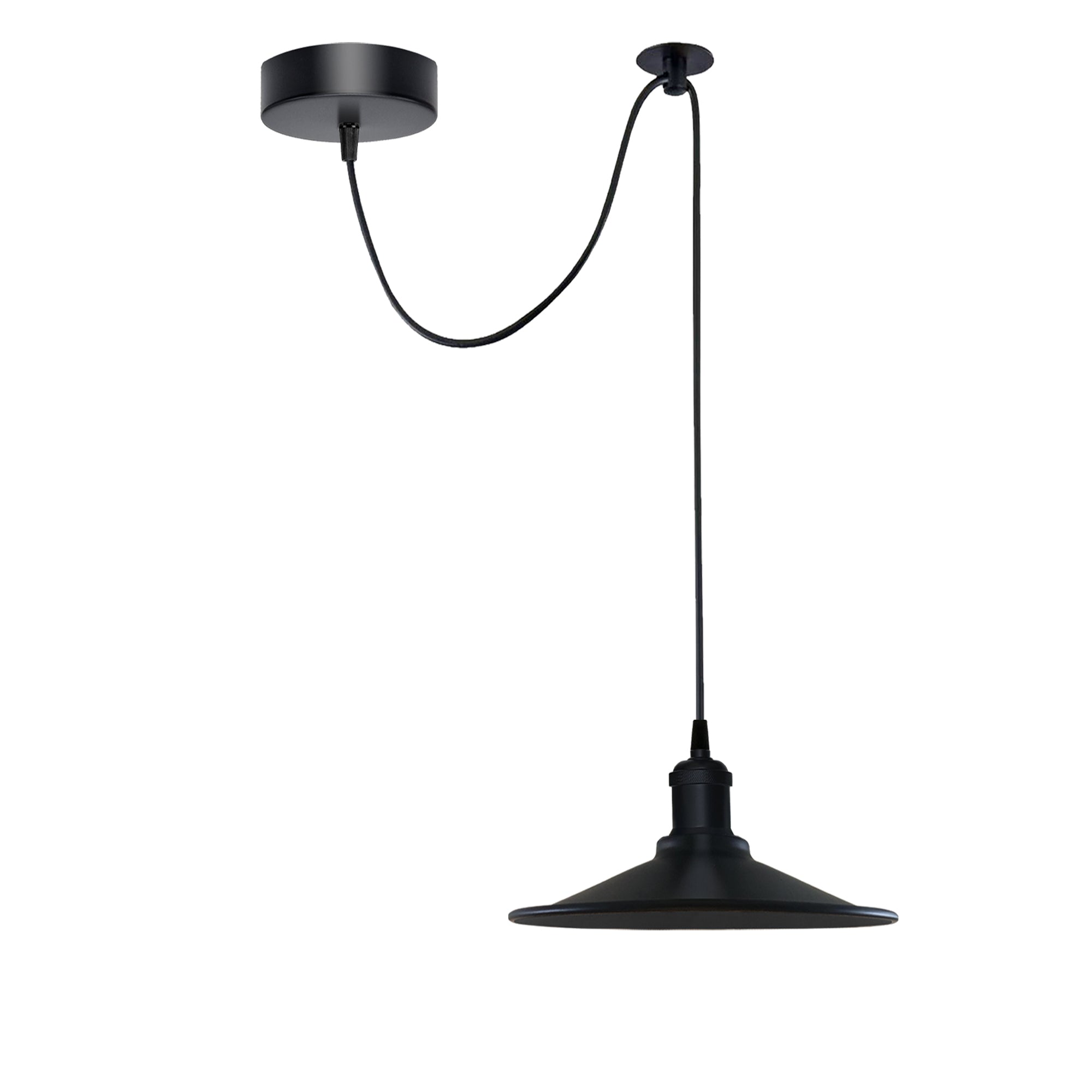 Black Vintage Cone Shade Pendant Light with Adjustable Cord, E27