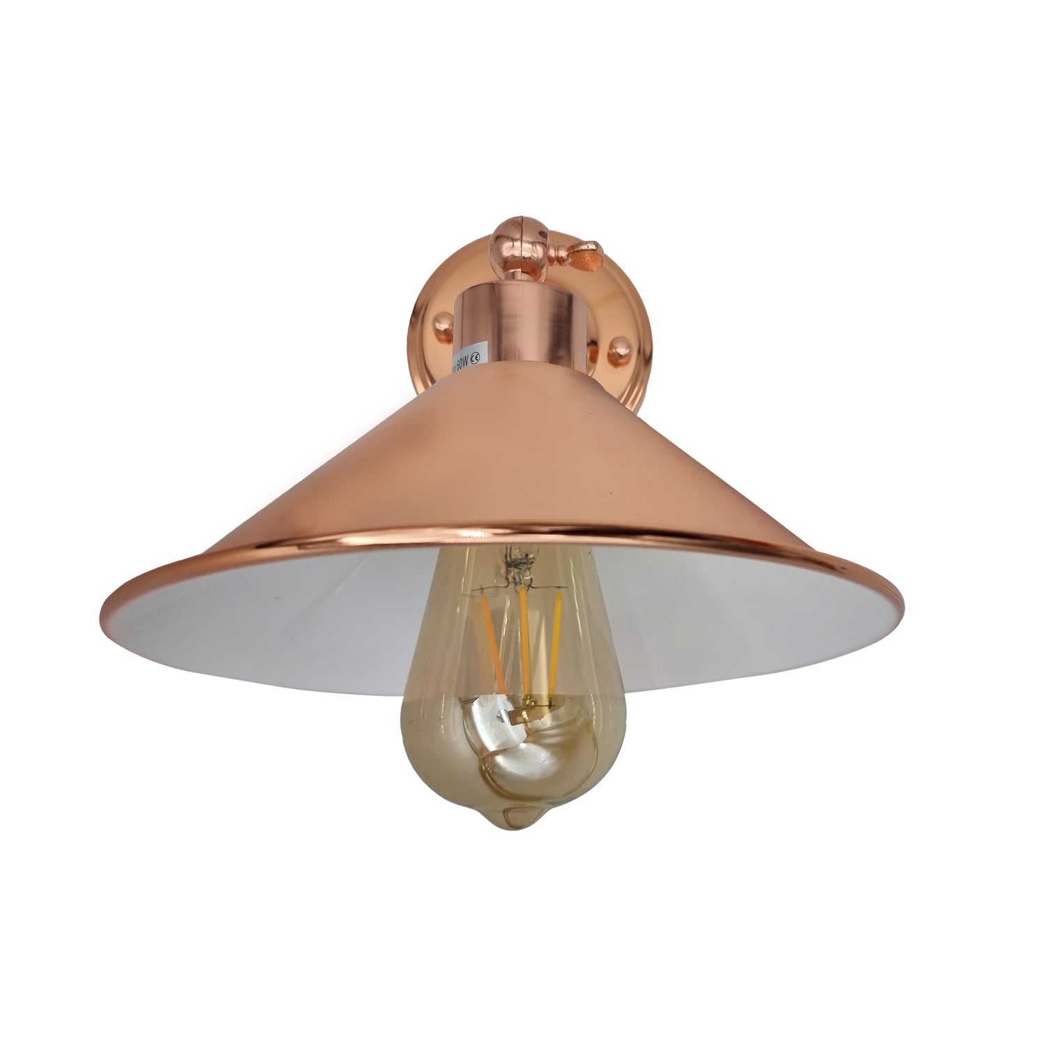 Vintage Industrial Rose Gold Wall Light, Retro Sturdy Metal Lamp Shade, E27 Socket, Indoor Hardwired