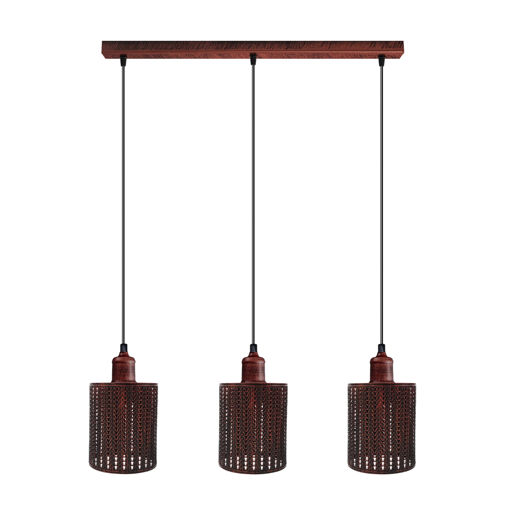 Vintage Industrial Rustic Red 3-Head Metal Cage Pendant Light E27