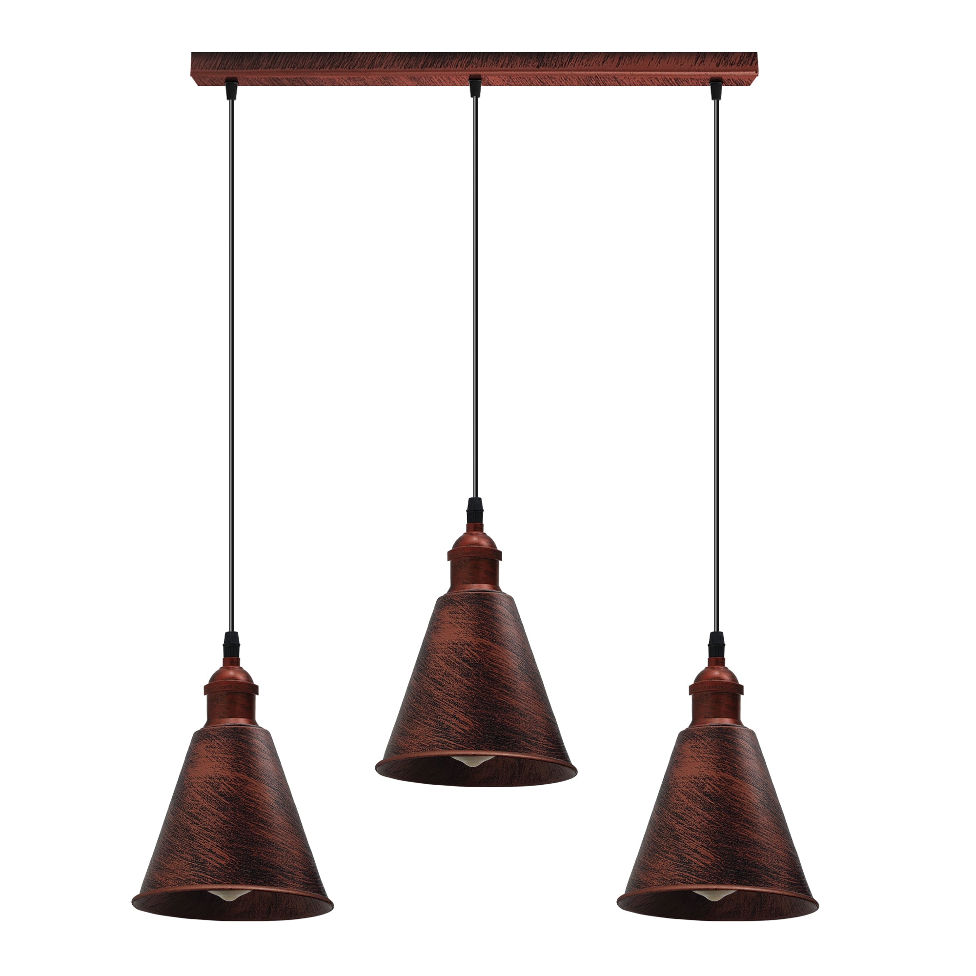 Vintage Rustic Red 3-Light Metal Pendant Light E27