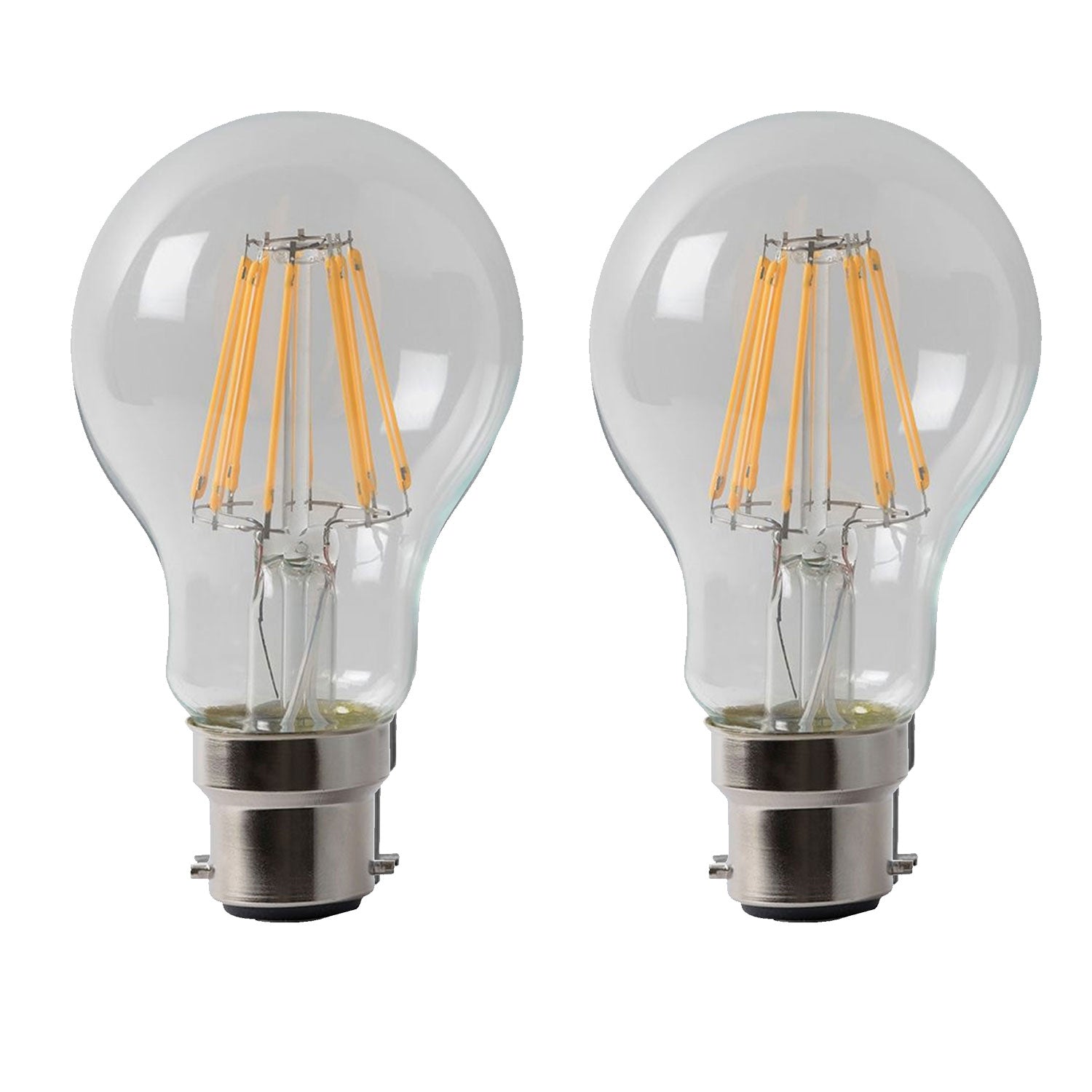 2 Pack A60 B22 Dimmable LED Filament Vintage Bulbs, 6000K Cool White
