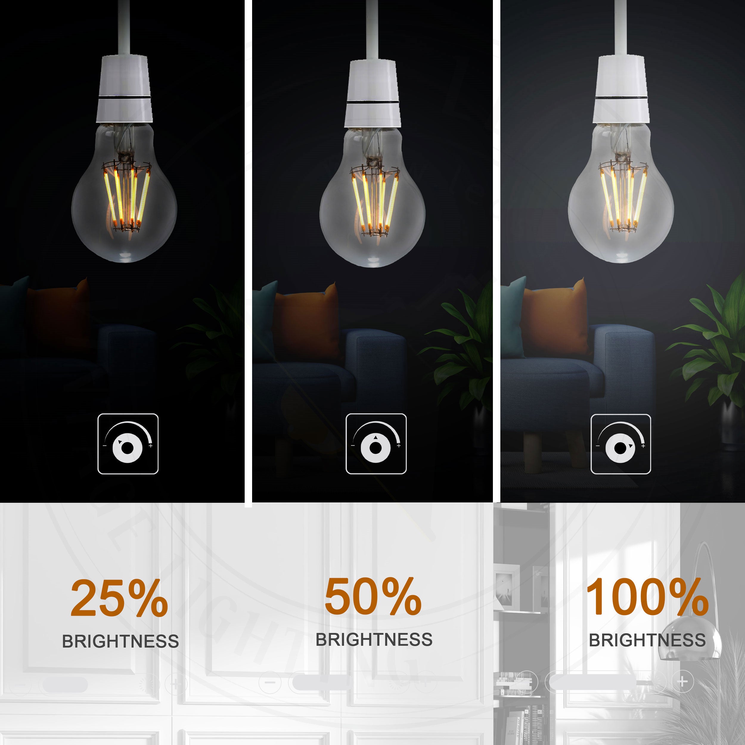 2 Pack A60 B22 Dimmable LED Filament Vintage Bulbs, 6000K Cool White