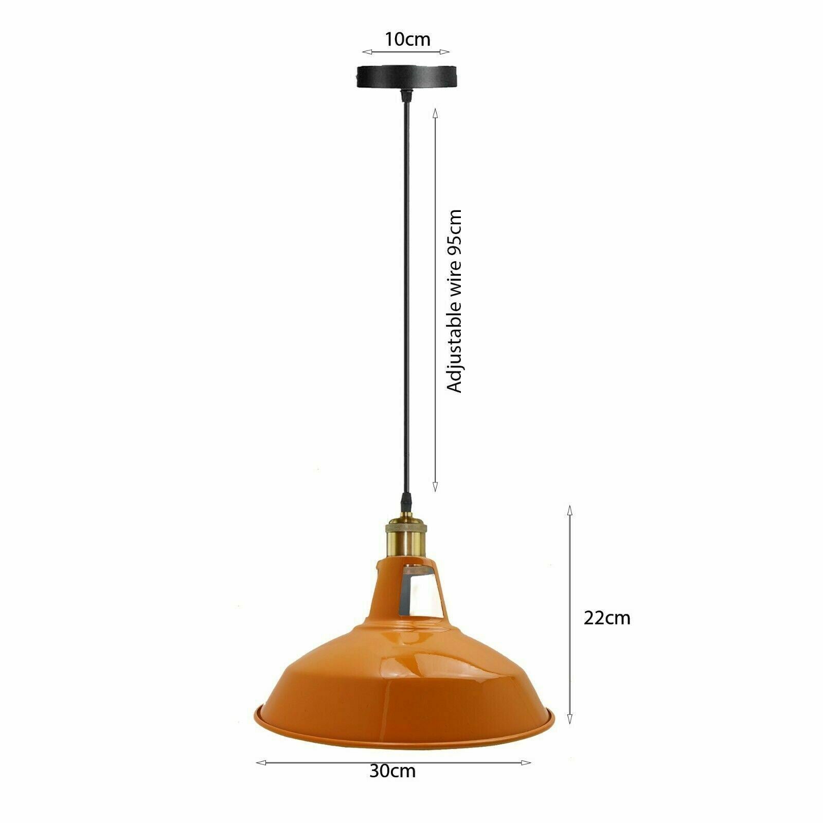 Modern Orange Metal Pendant Ceiling Light, 95cm Adjustable Wire