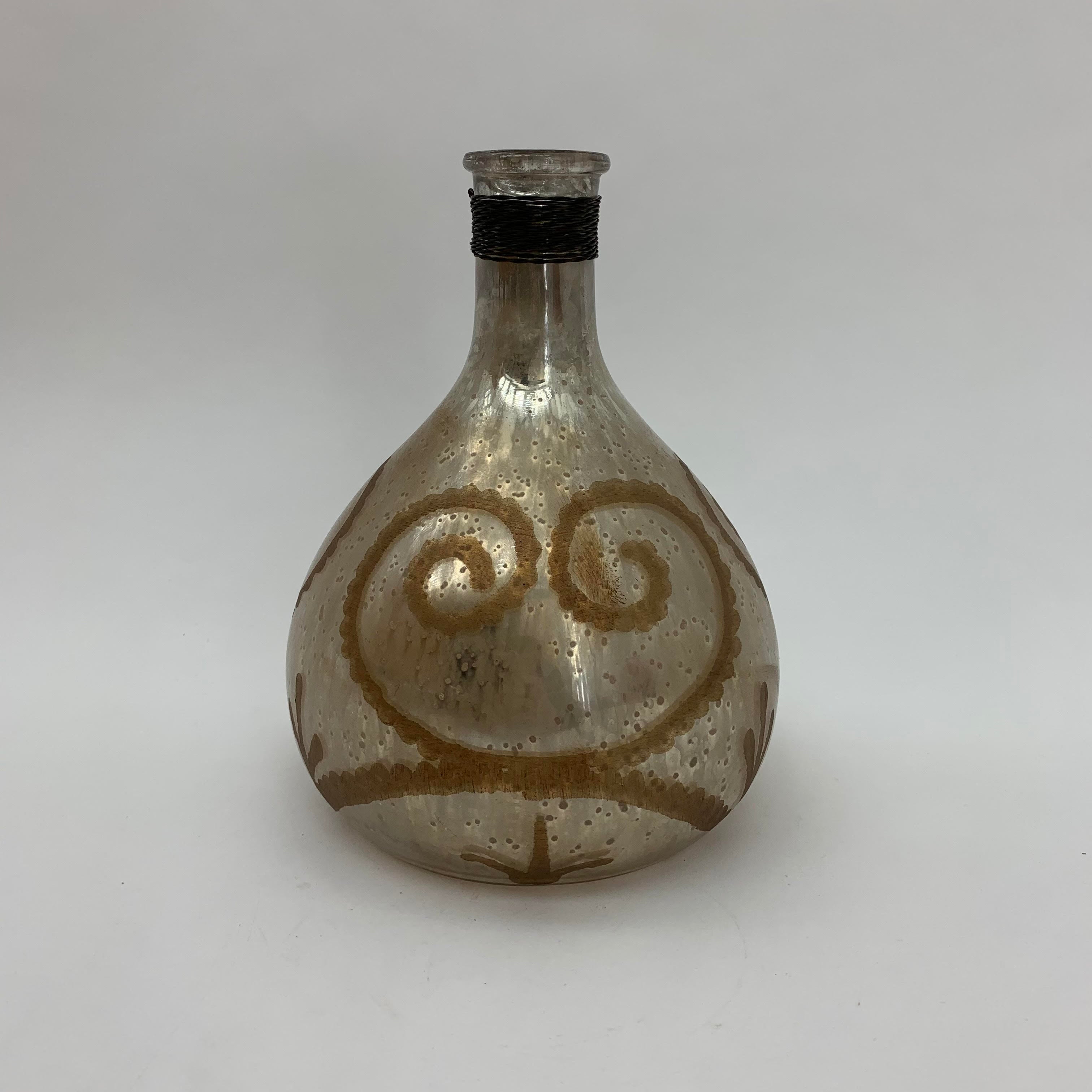 9 Antique Silver Glass Decorative Vase