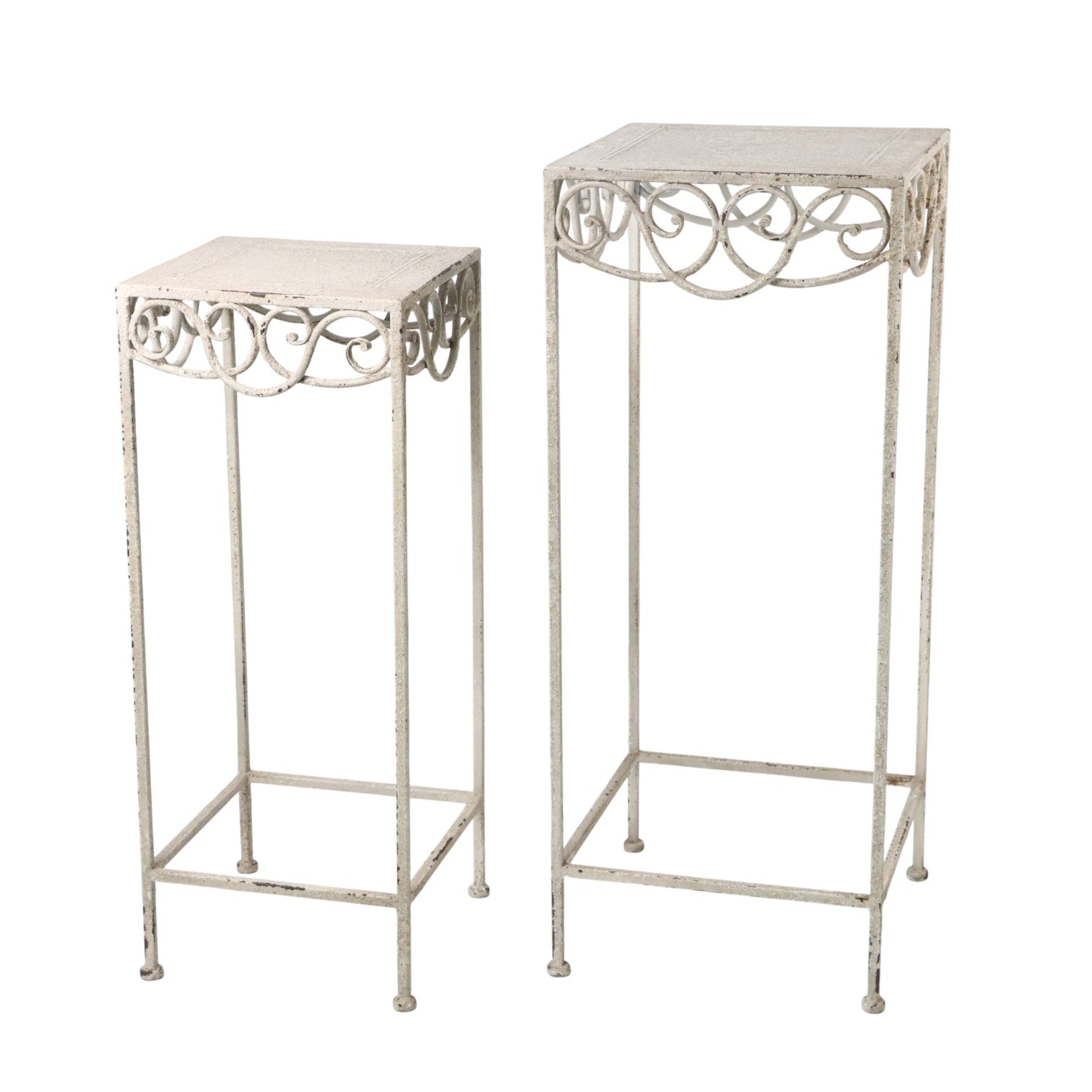 66CM Cream Metal Decorative Plant Stand Set of 2