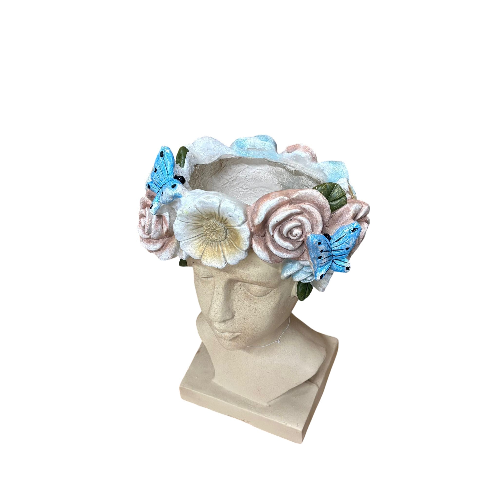 42cm Fibre Glass Head Bust Planter, Hand Finished, Indoor or Outdoor Use