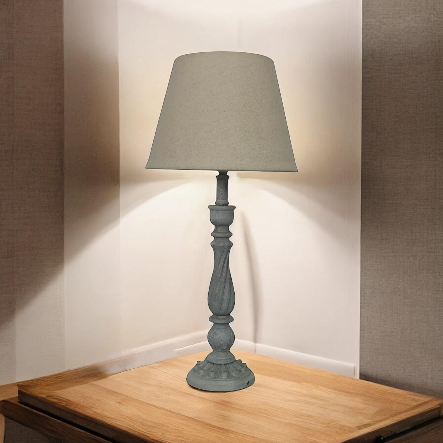 MSL 54cm Traditional Table Lamp with Linen Shade, In-Line Rocker Switch, Double Insulated