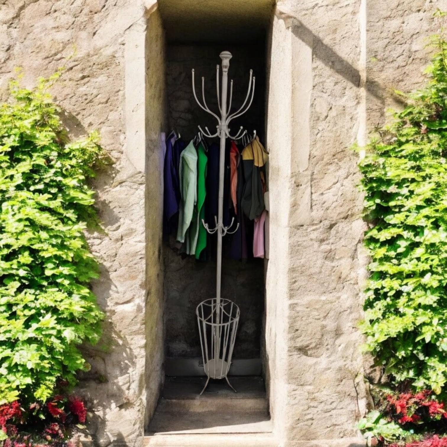 MSL 175cm Cream Metal Coat and Umbrella Stand