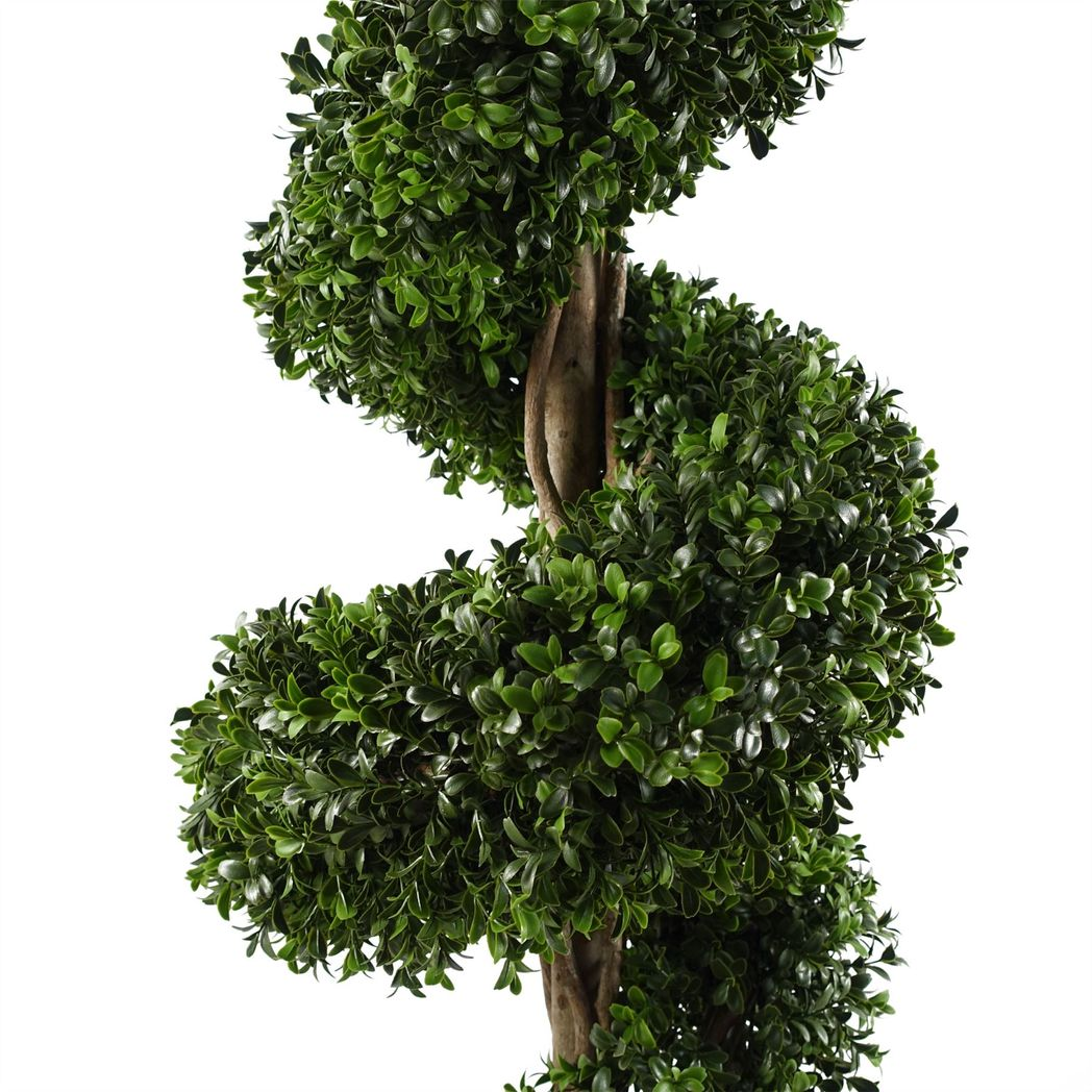 120cm Artificial Spiral Buxus Tree UV Resistant Outdoor Topiary in Pot