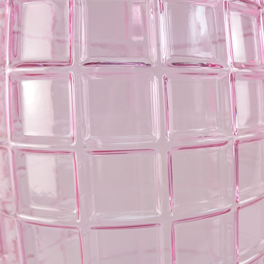 Leaf 49cm Tall Pink Square Glass Vase