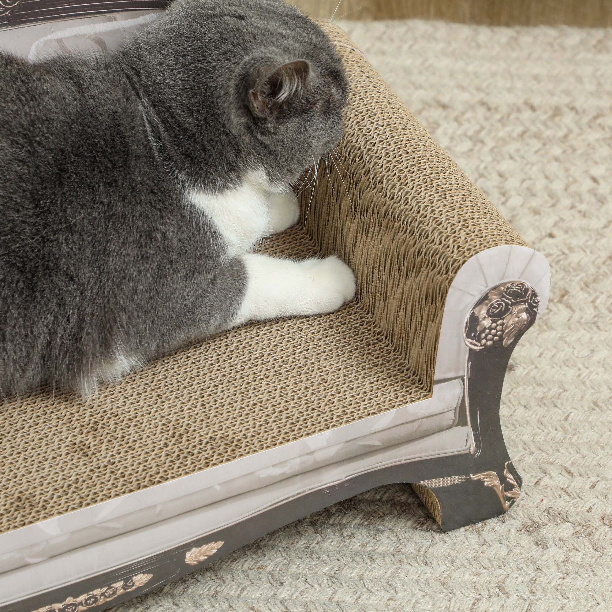 PawHut Cat Scratching Board Sofa Bed with Catnip for Indoor Cats