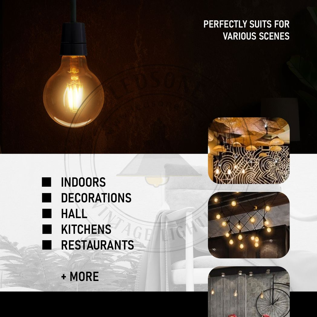 2Pack E27 LED Edison Dimmable Vintage Amber Glass Warm white 2700K Light Bulbs ,
