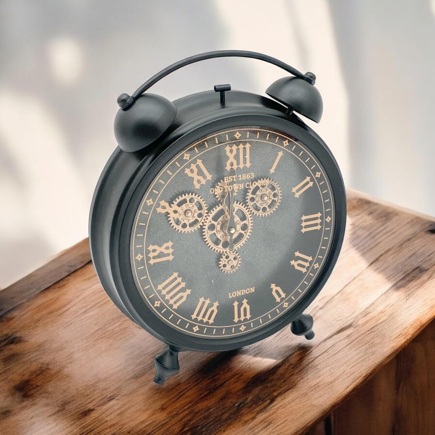 MSL 50cm Hand Finished Gear Table Clock, Requires 1 AA Battery