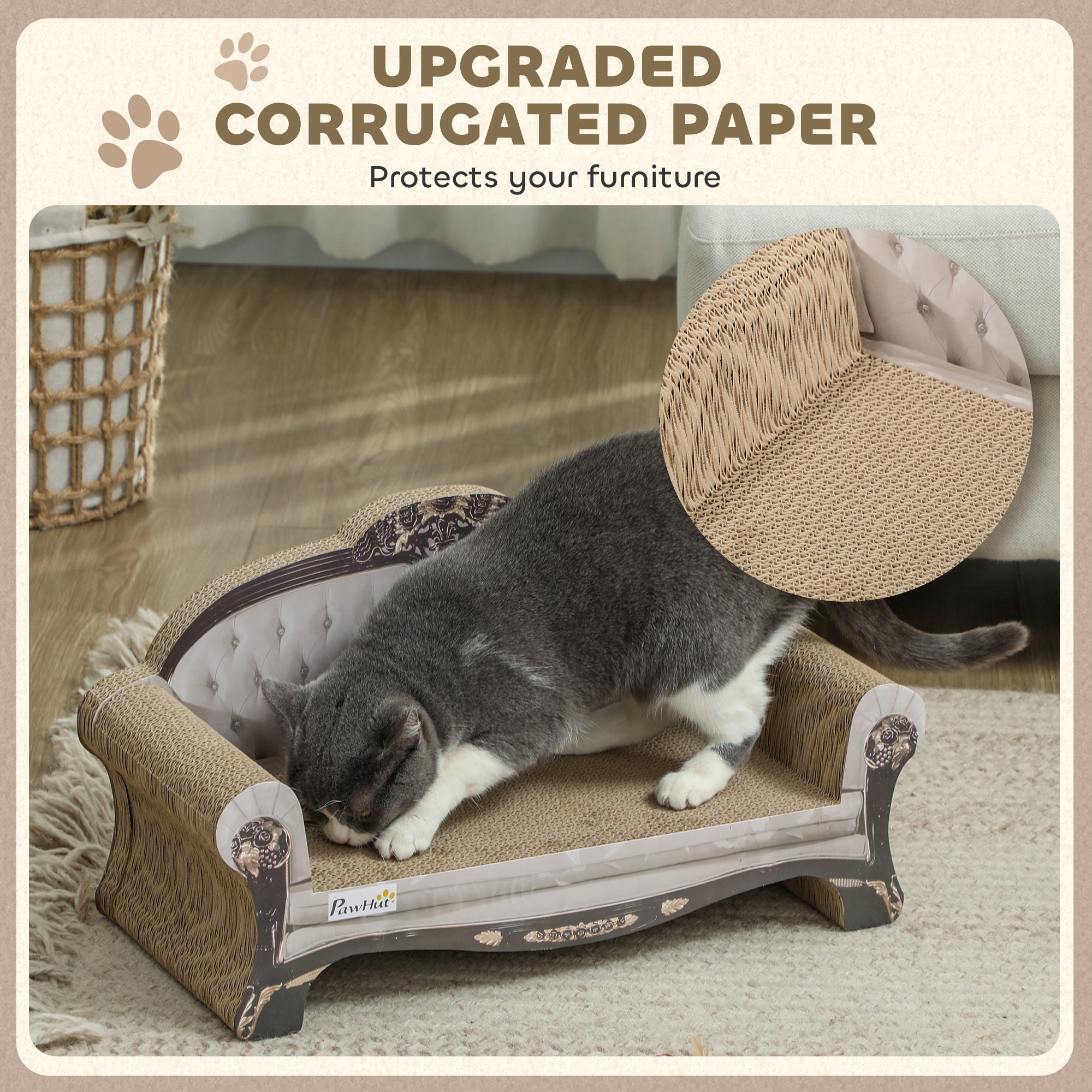 PawHut Cat Scratching Board Sofa Bed with Catnip for Indoor Cats