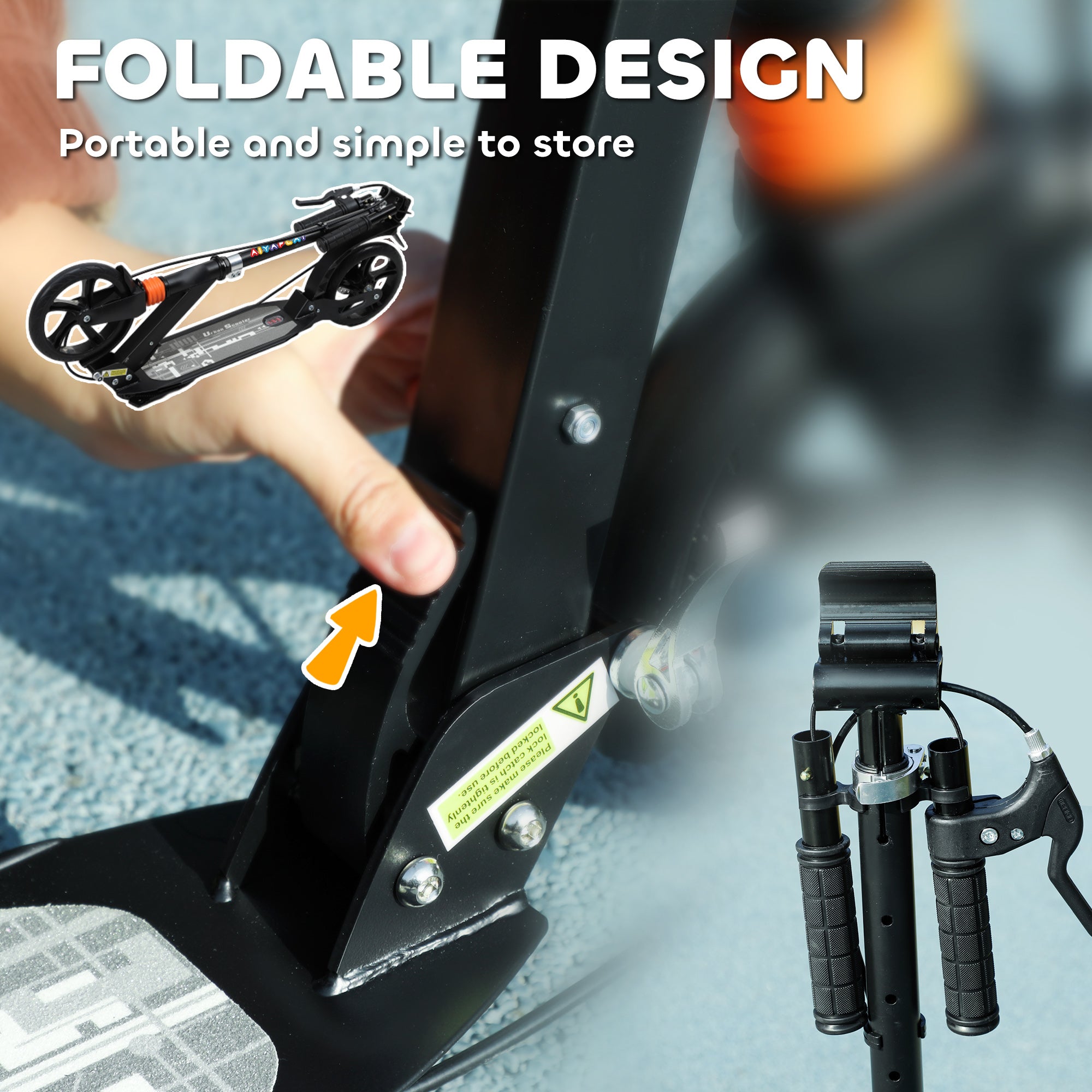 AIYAPLAY Kids Foldable Kick Scooter, Adjustable Handlebar, Black