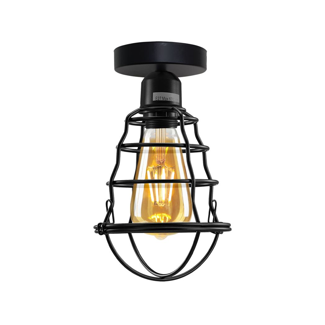 Vintage Industrial Geometric Wire Cage Ceiling Light Holder