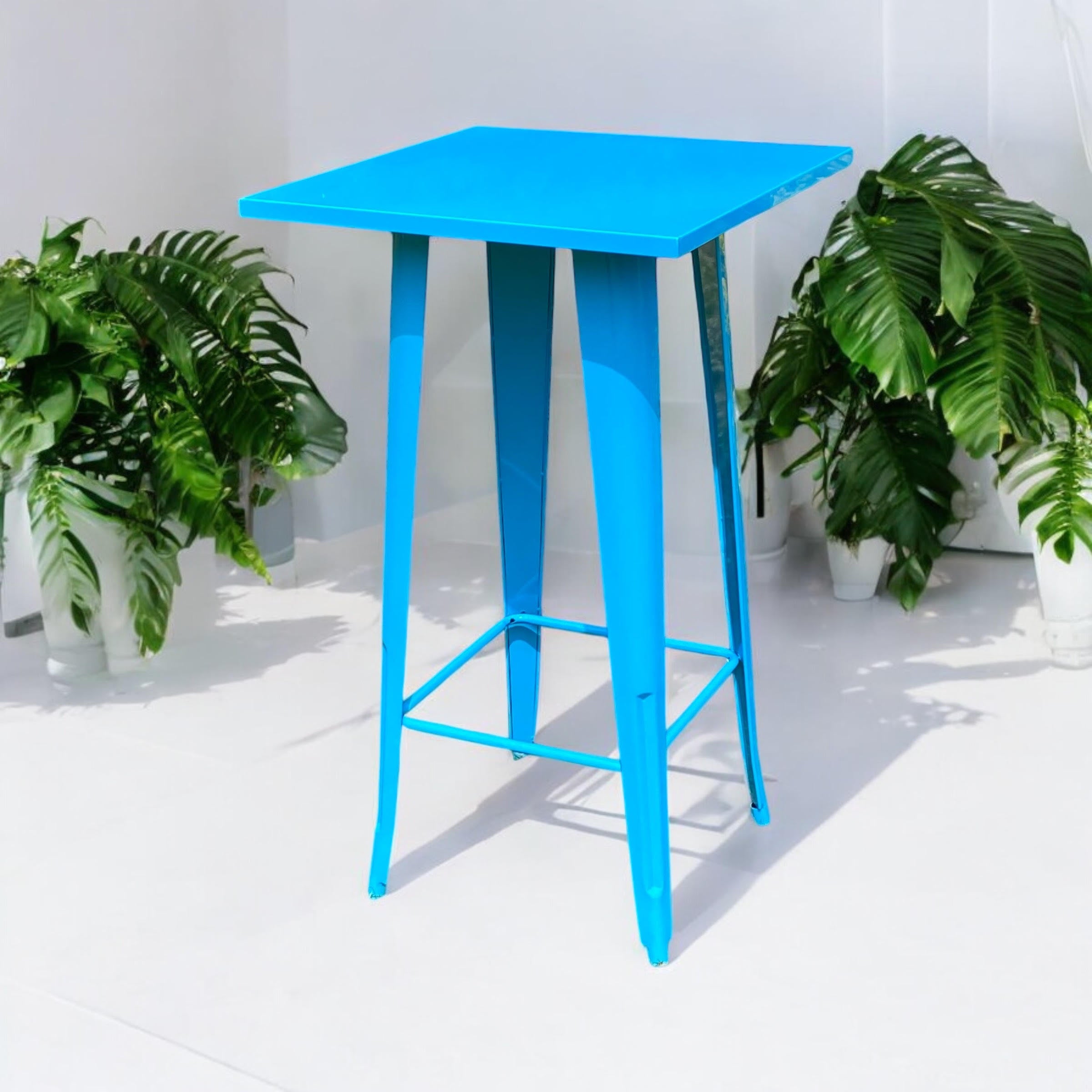 MSL Blue Metal Outdoor Bar Table 60 x 60 x 115 cm