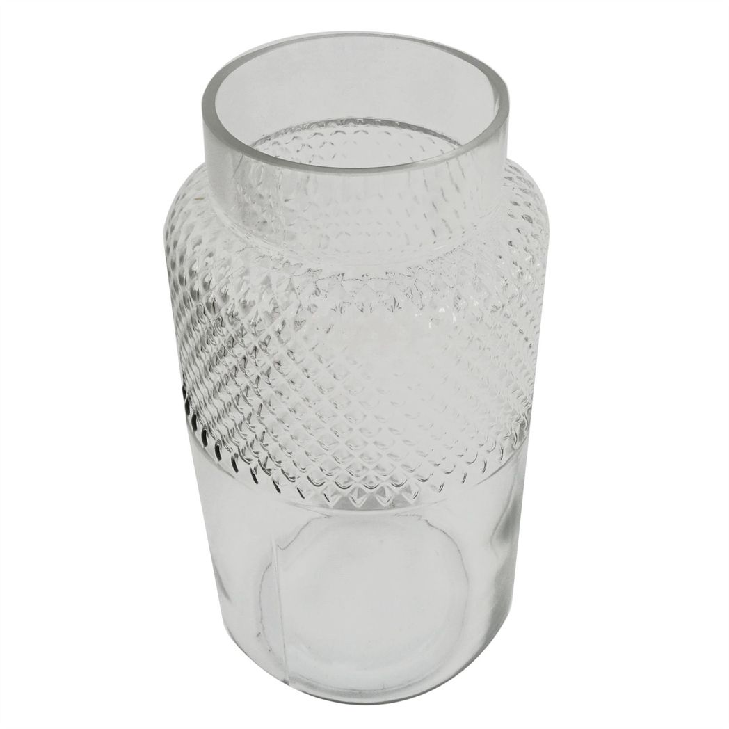 Leaf 29cm Clear Glass Diamond Pattern Vase