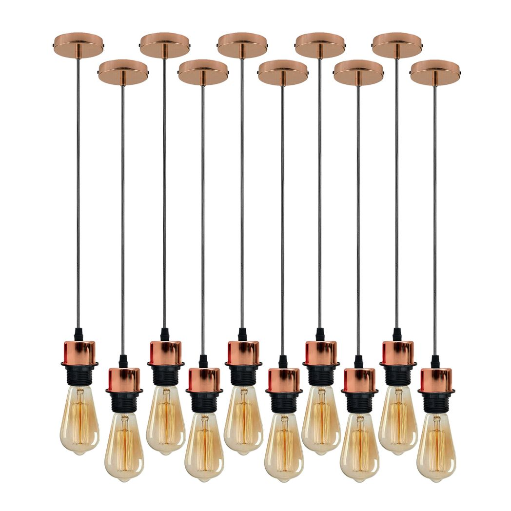 10 Pack Vintage Retro E27 Pendant Light Holders, 95cm Cable