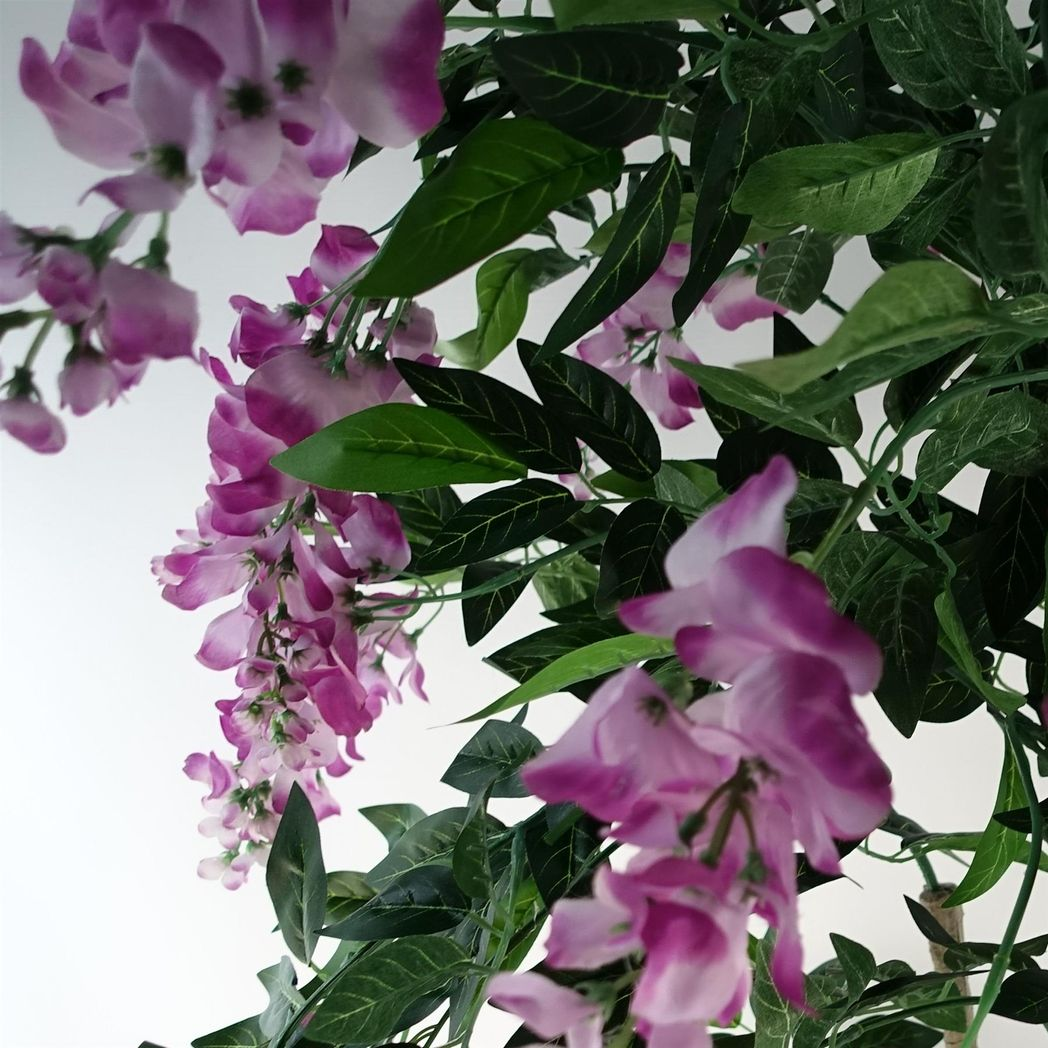 Leaf 150cm Artificial Light Pink Purple Wisteria Tree in Black Pot